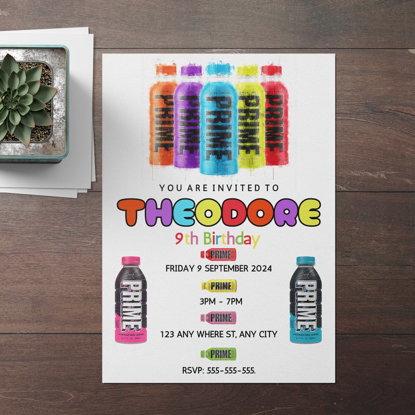 Prime Energy Drink Birthday Invitation Template - CreativeRino