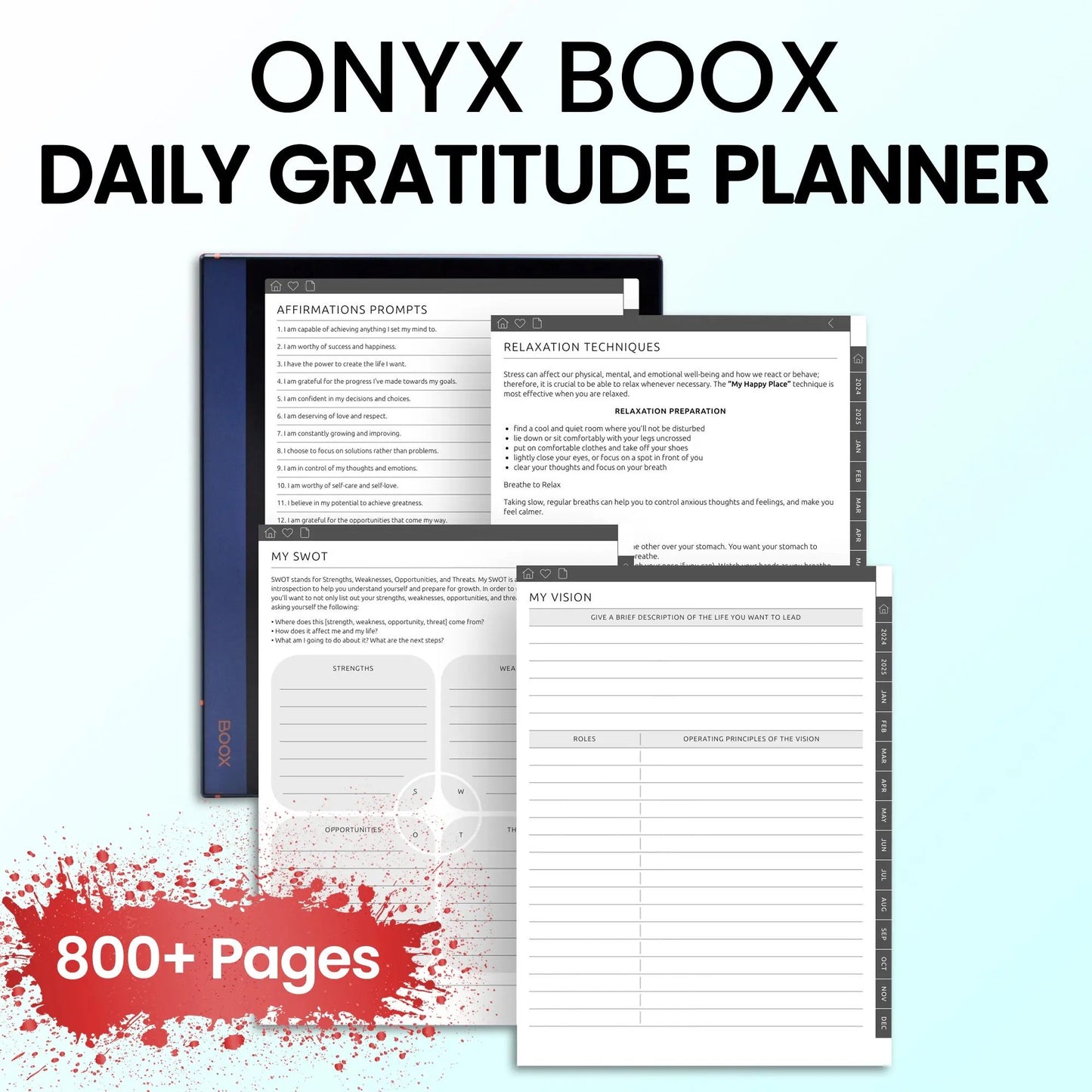 Onyx Boox Daily Gratitude Planners Template CreativeRino