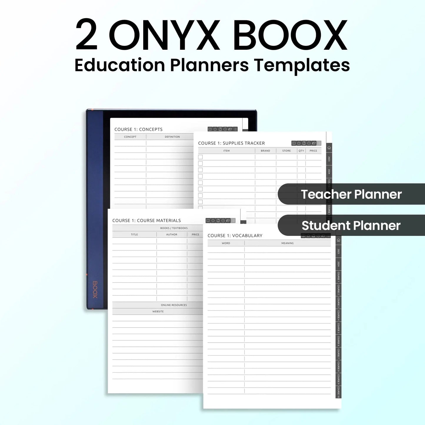 2 Onyx Boox Education Planners Template Bundle CreativeRino
