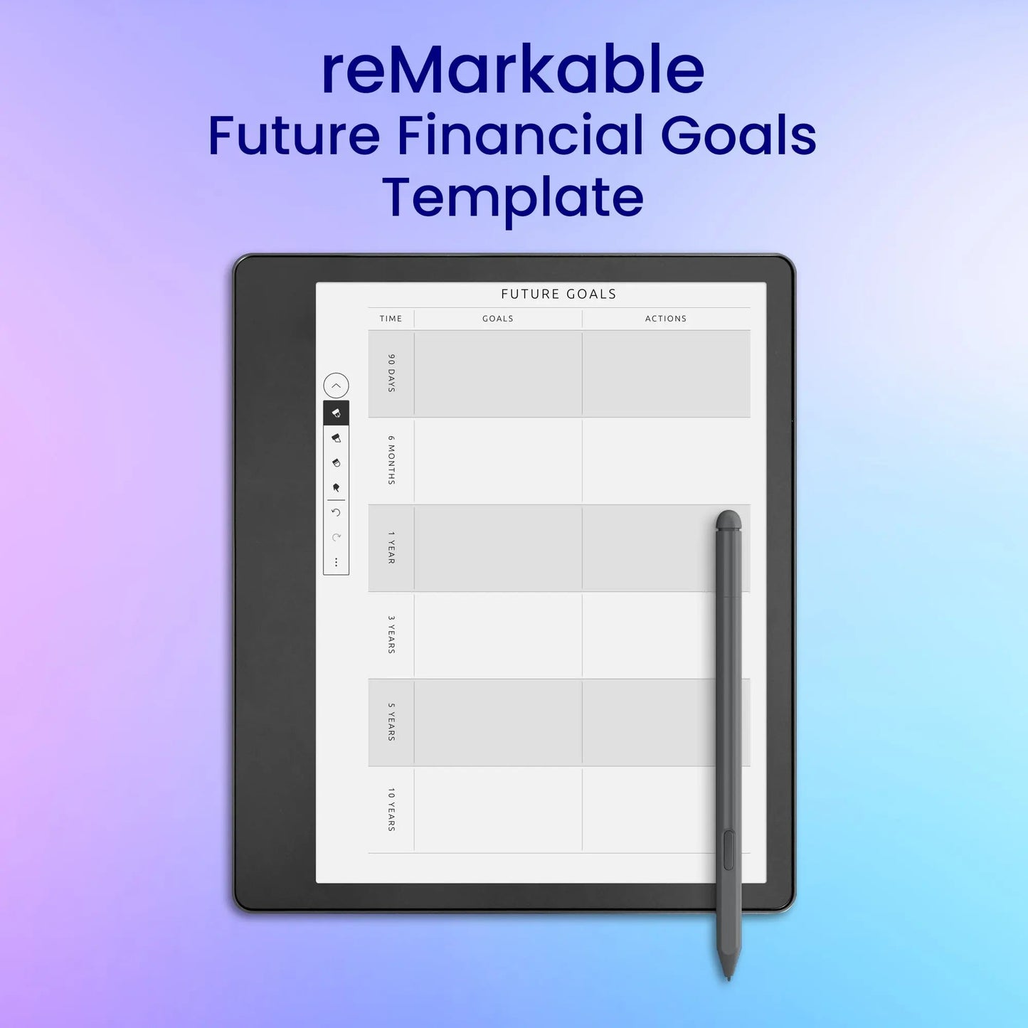 reMarkable 2 Future Financial Goals Template Planner Template My Store