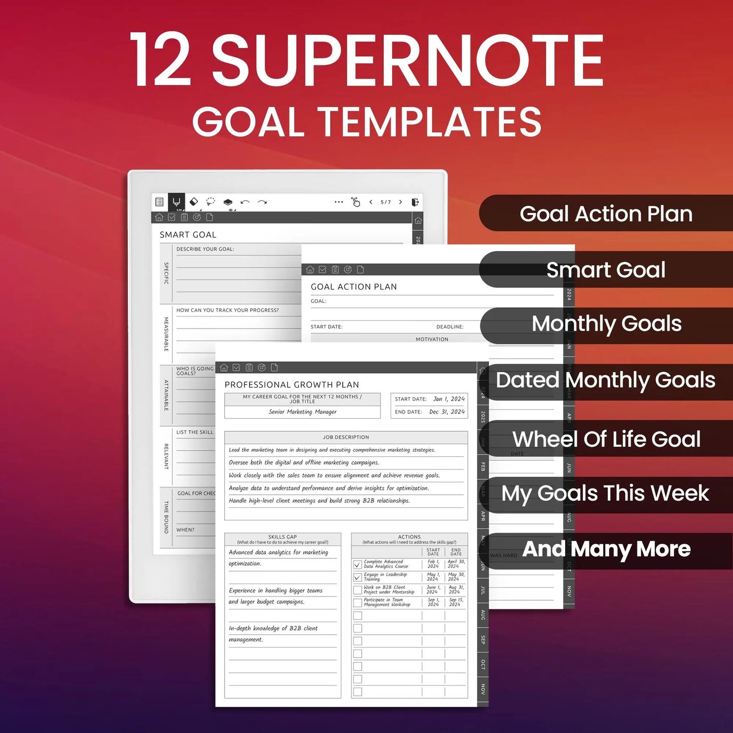 12 Supernote Goal Templates Planner Template Bundle CreativeRino