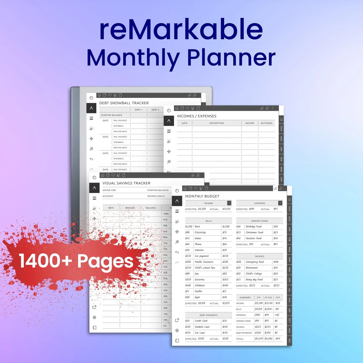 reMarkable 2 Monthly Planner Template My Store