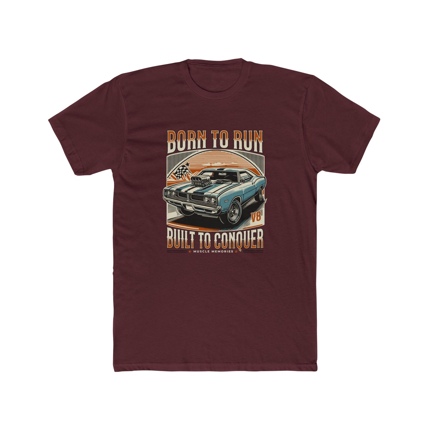 Born to Run: Vintage Muscle Car Unisex Cotton Crew Tee | Car T-shirt - CreativeRino