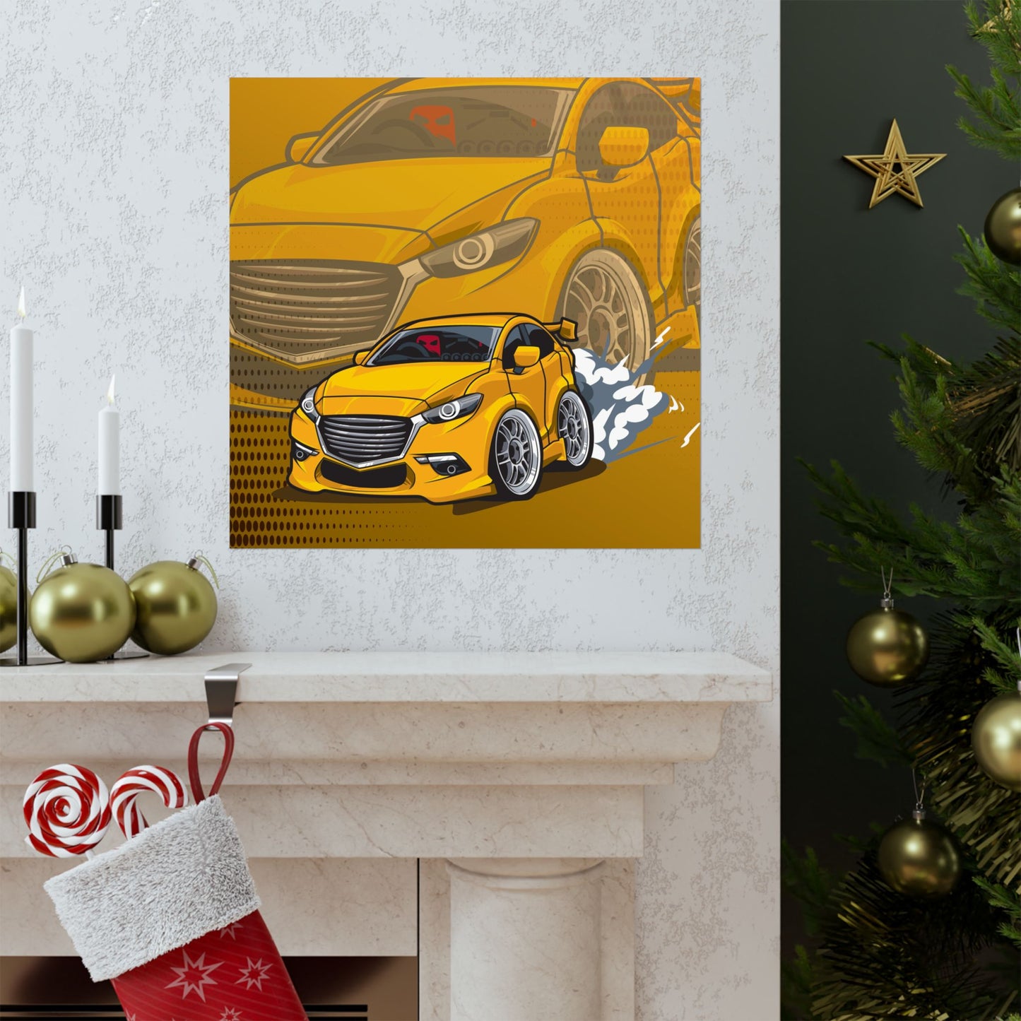 Racing Car Matte Square Poster - Dynamic Automotive Wall Art - CreativeRino