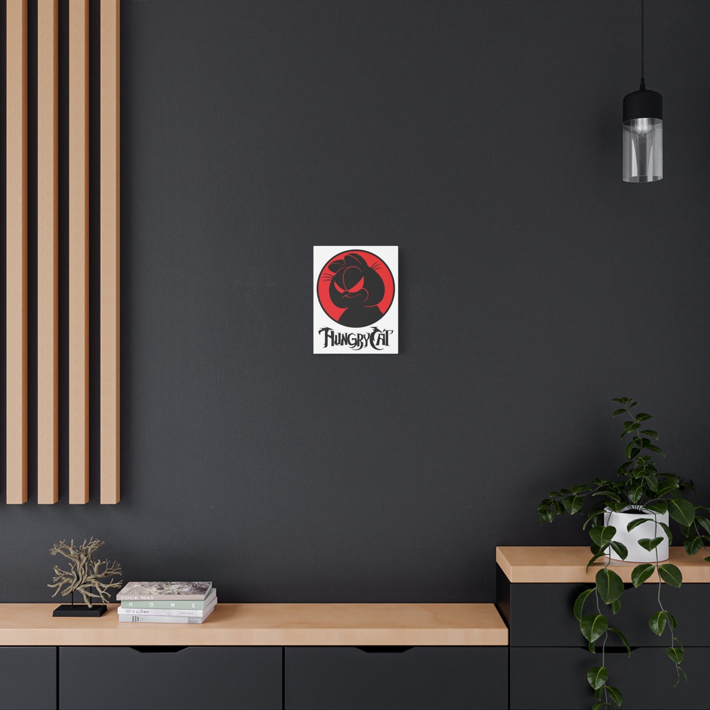 Hungry Cat Wall Art - Anime Matte Stretched Canvas Decor - CreativeRino