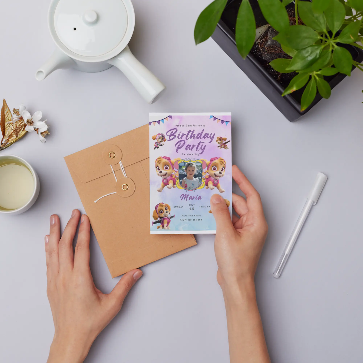 Skye Paw Patrol Birthday Invitation Template - CreativeRino