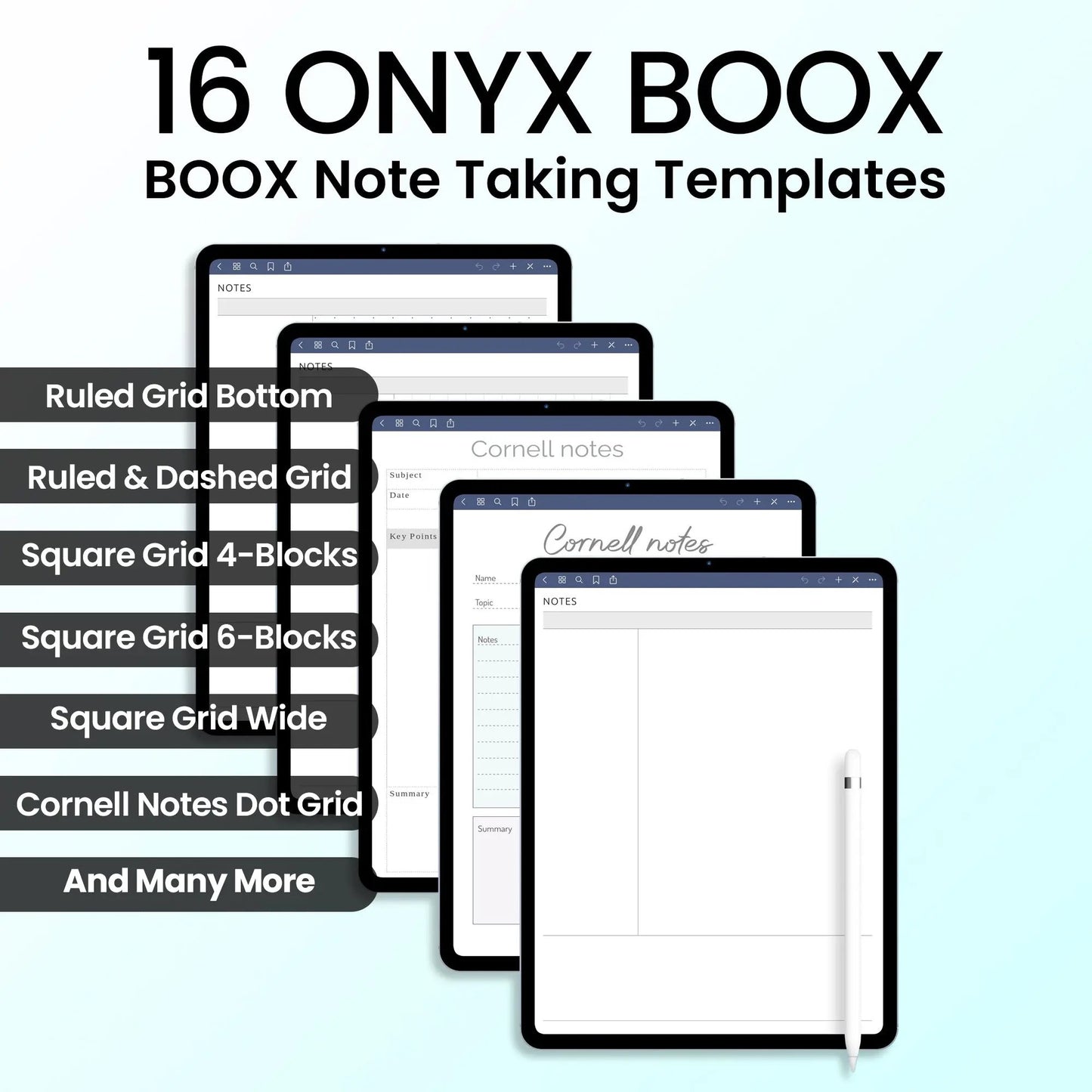 16 Onyx Boox BOOX Note Taking Templates Planners Template Bundle CreativeRino