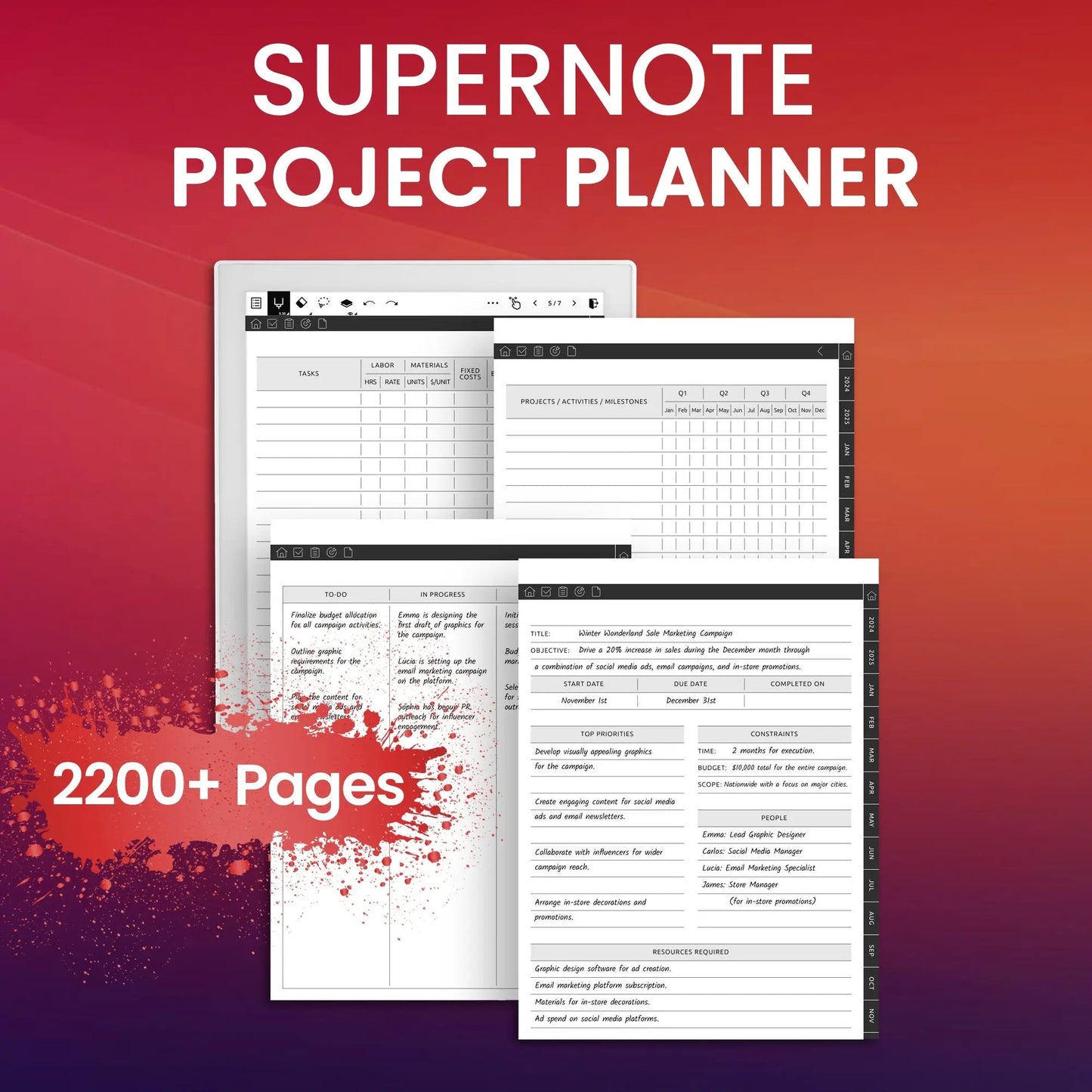 Supernote Project Planner Template CreativeRino