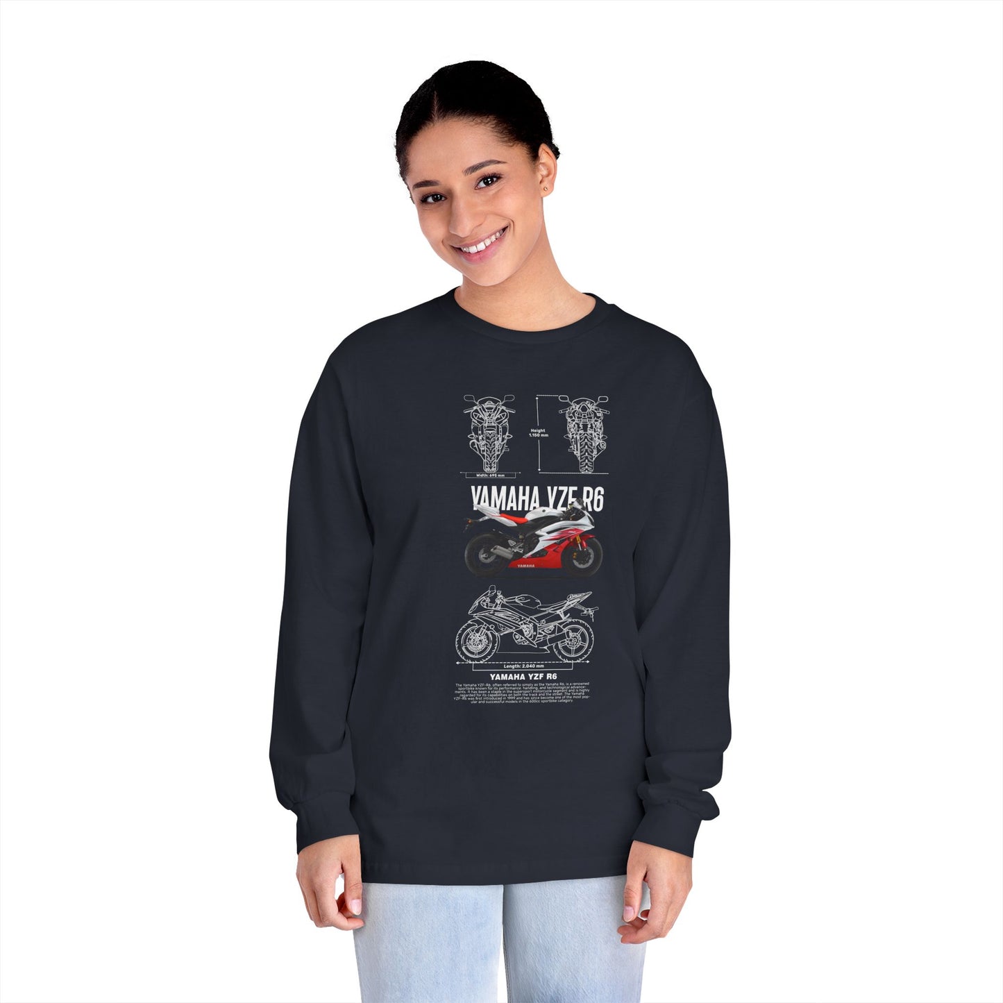 Yamaha YZF-R6 Classic Long Sleeve T-Shirt for Motorcycle Enthusiasts - CreativeRino
