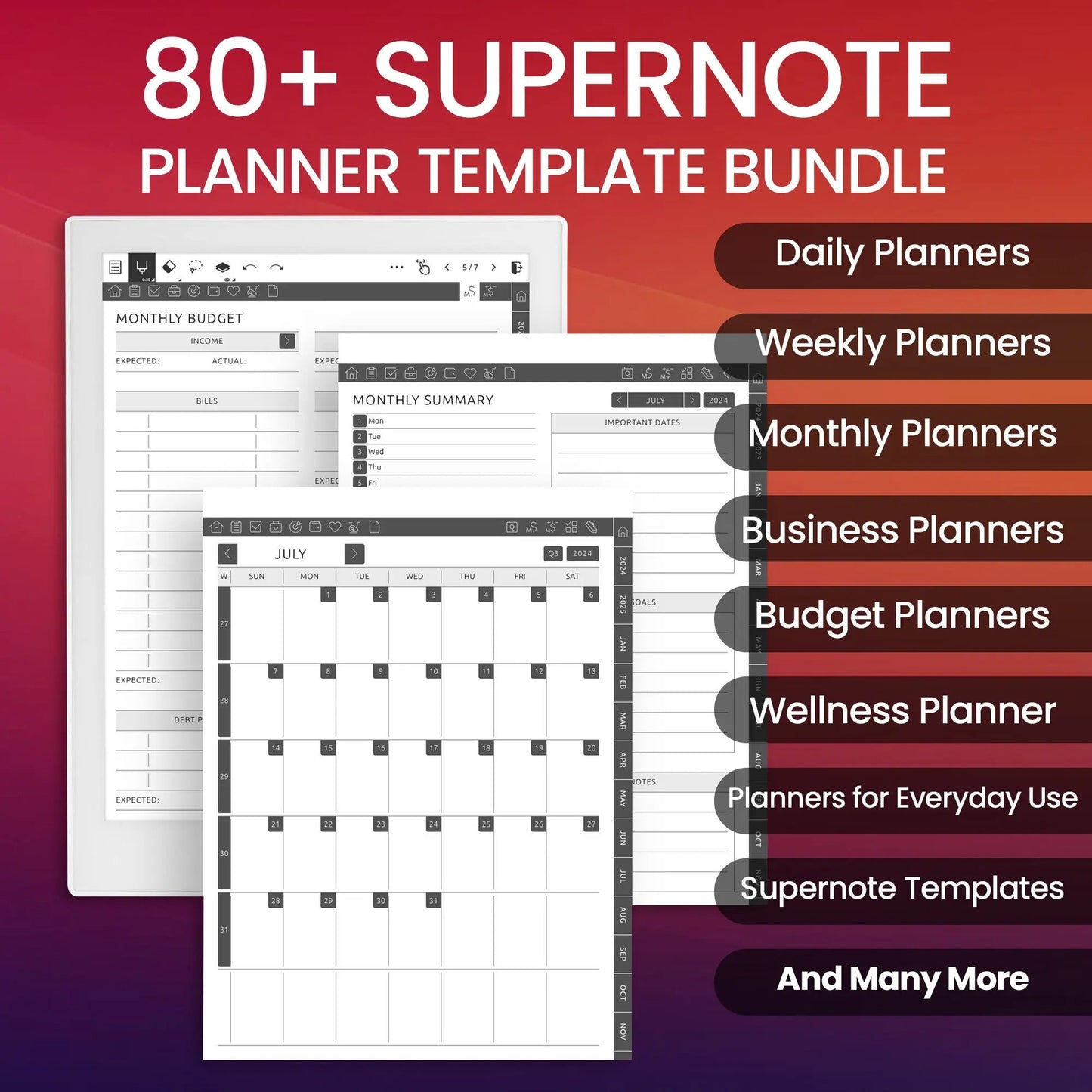 80 Supernote Planner Template Bundle CreativeRino