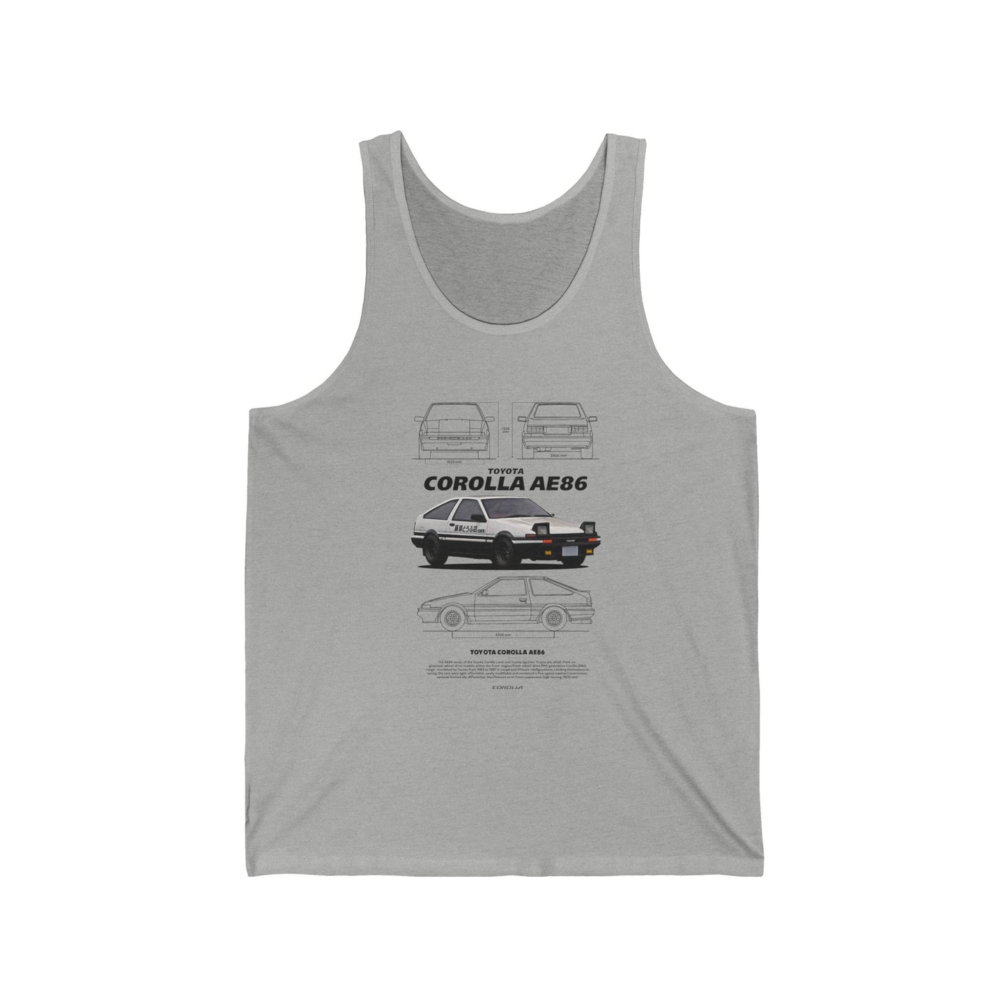 Toyota Corolla AE86 Unisex Jersey Tank Top - Retro Car Enthusiast Apparel - CreativeRino