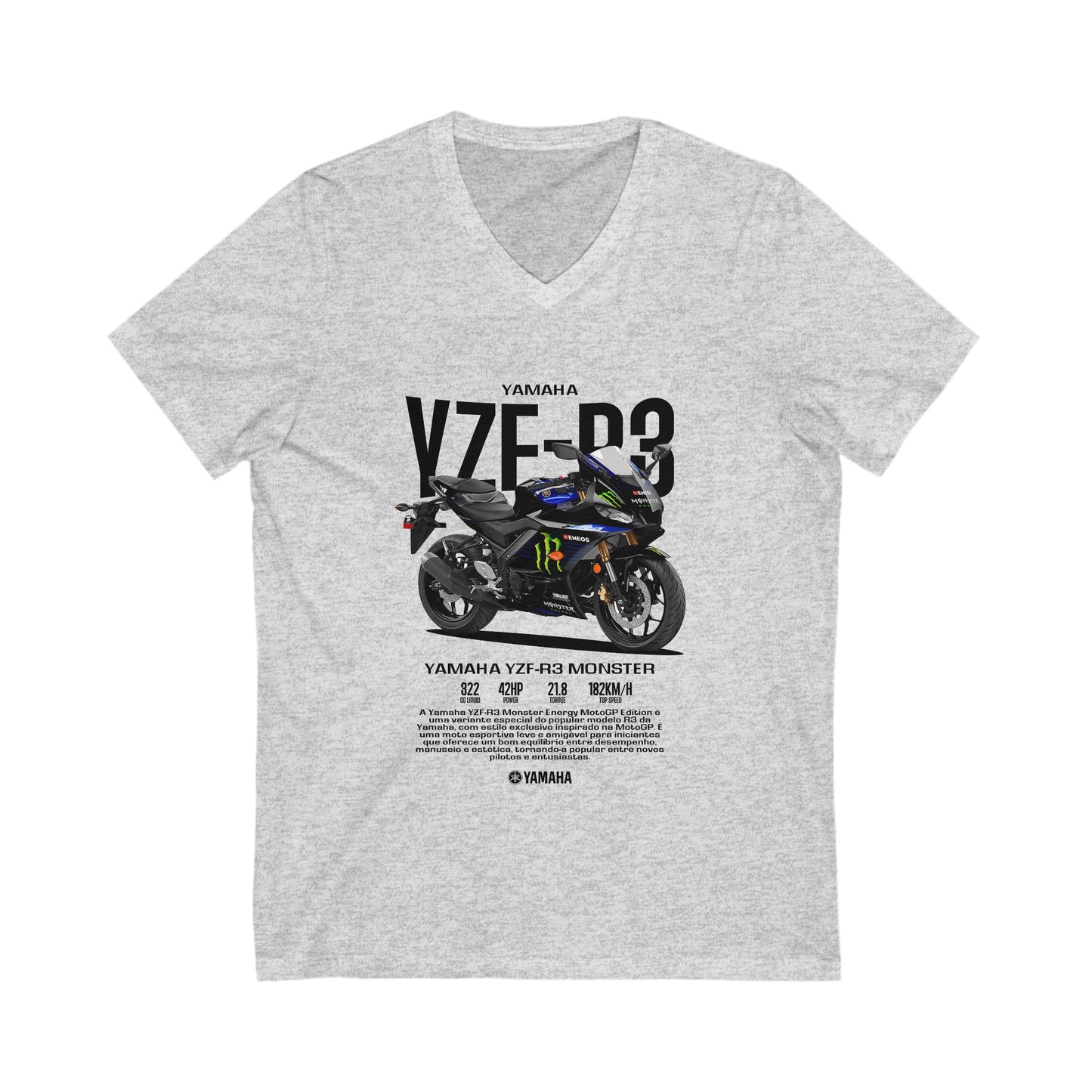Yamaha YZF-R3 Motorcycle Enthusiast V-Neck Tee - Graphic T-shirt - CreativeRino