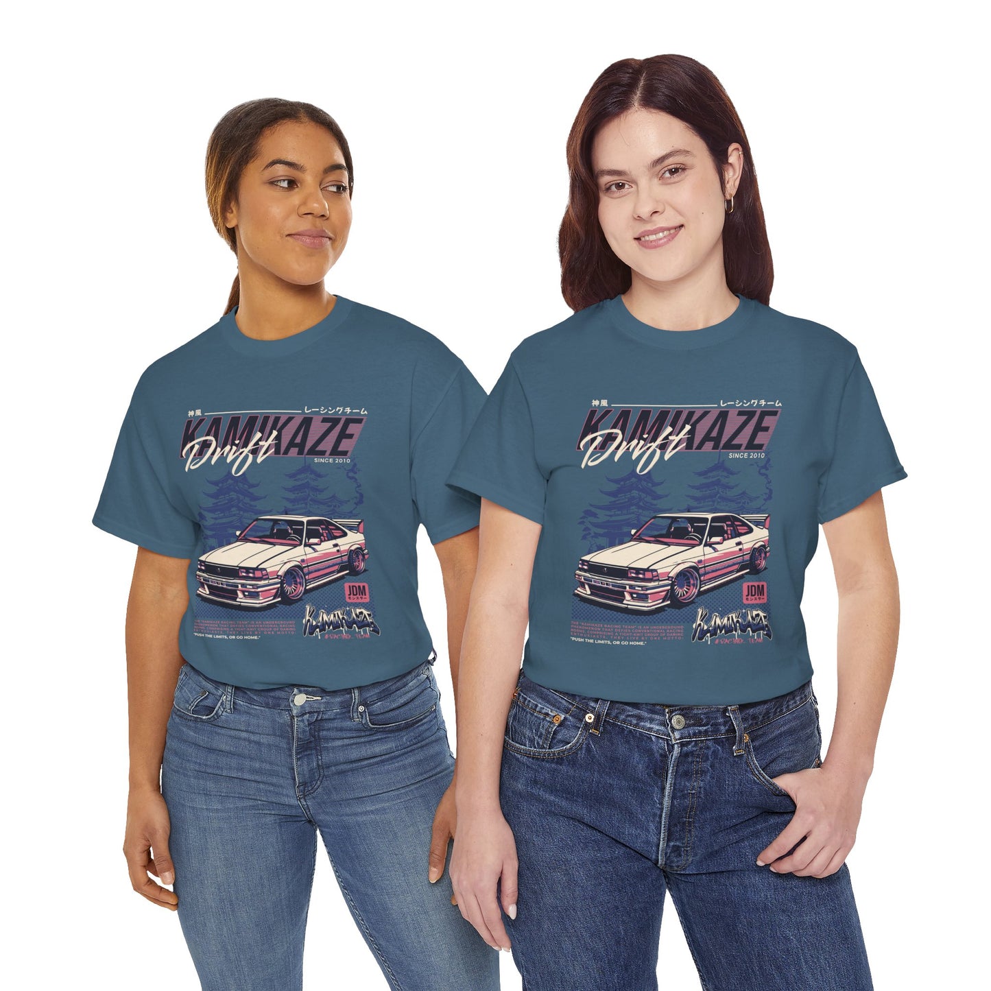 Retro Drift Car Tee - Unisex Heavy Cotton T-Shirt - CreativeRino