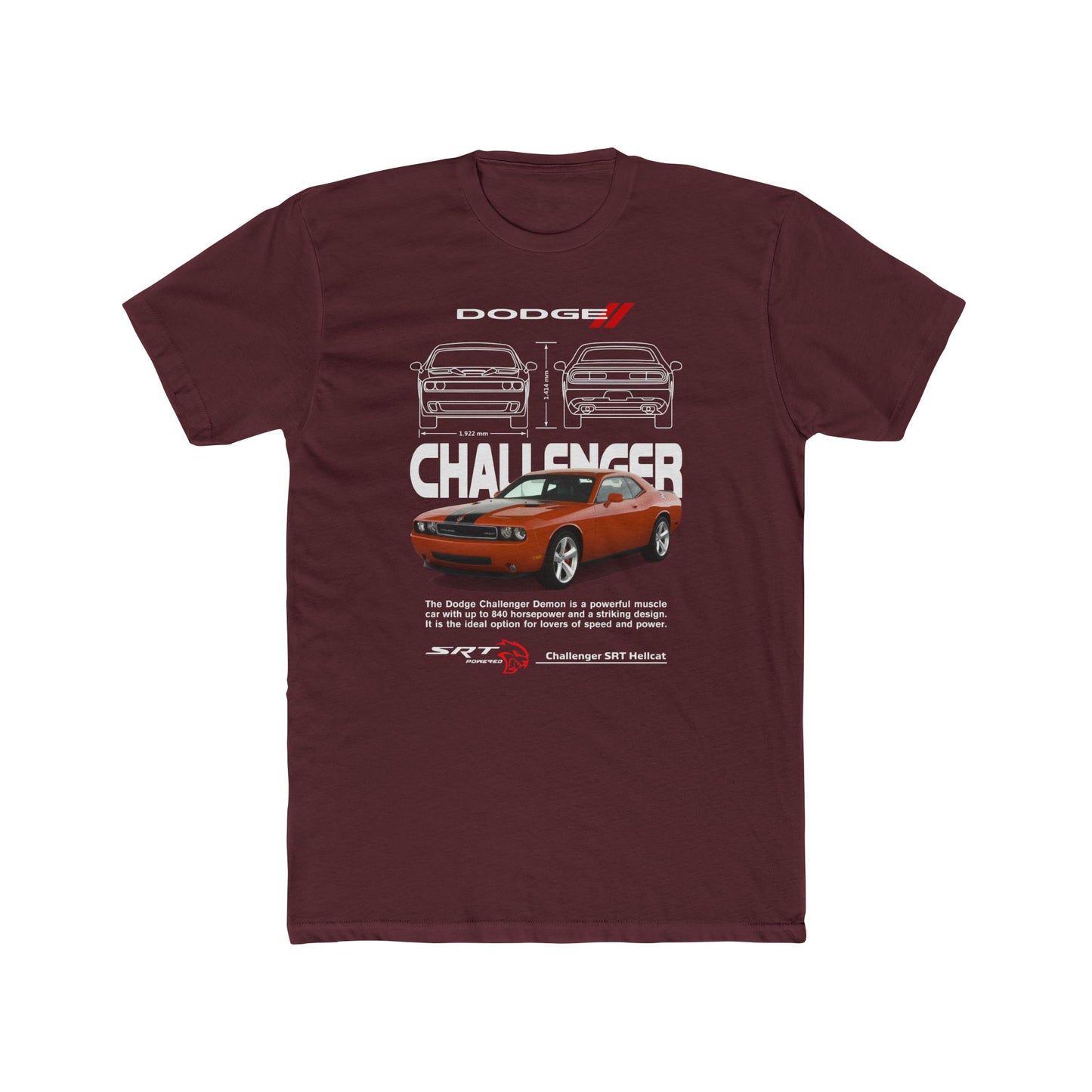 Dodge Challenger Graphic T-shirt - Unisex Cotton Crew Shirt - CreativeRino