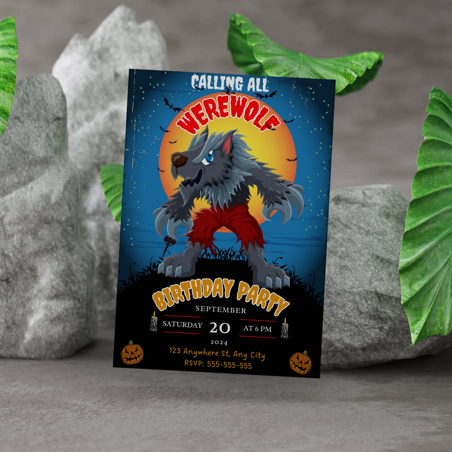 Werewolf Birthday Invitation Template - CreativeRino