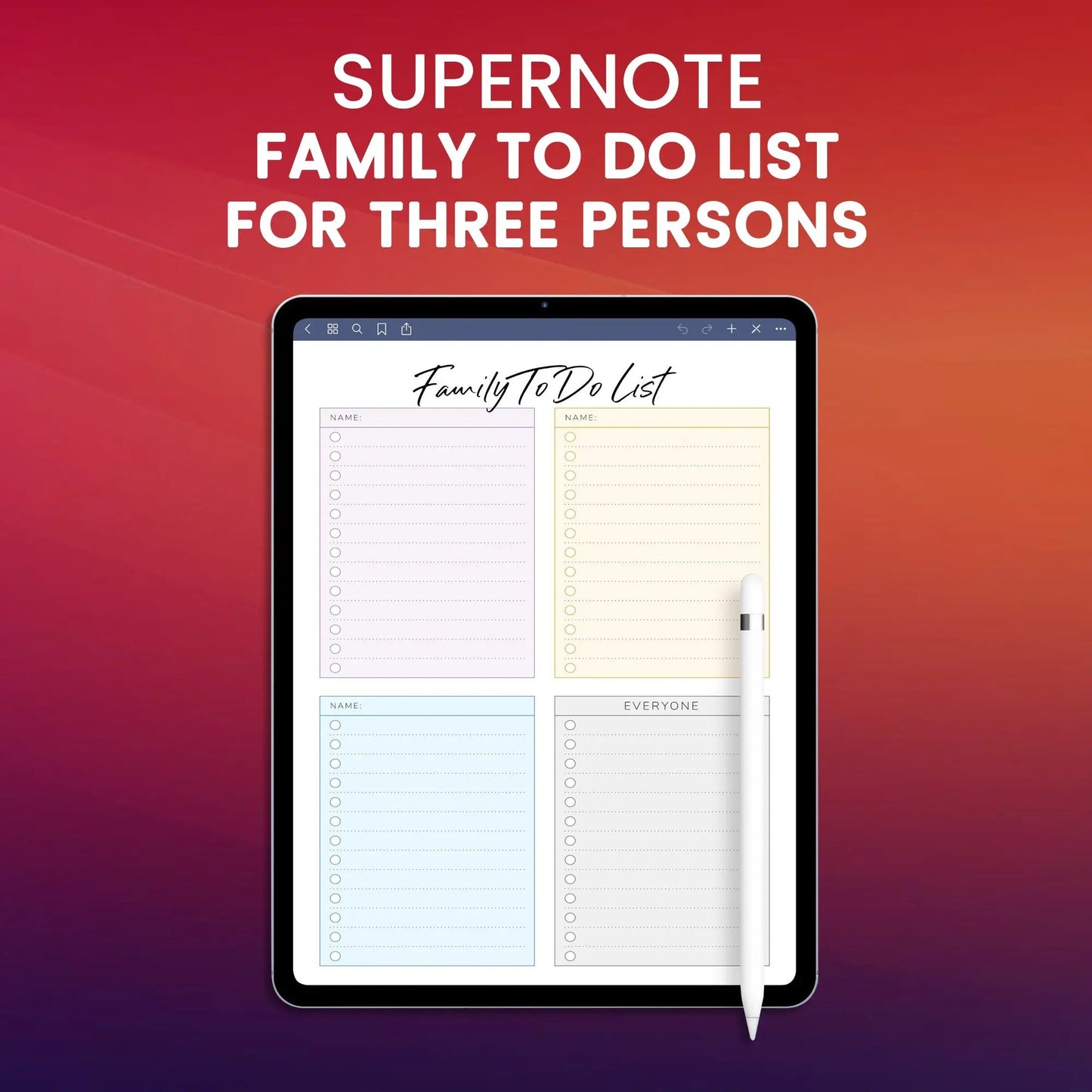 Supernote Family To Do List for Three Persons Planner Template CreativeRino