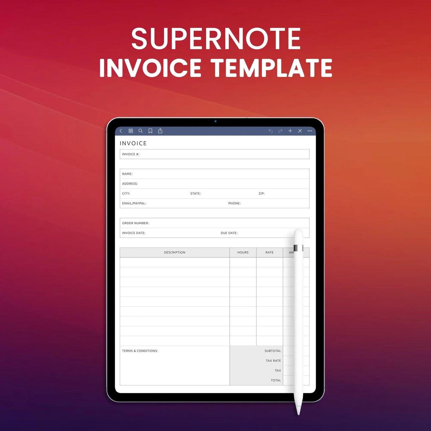 Supernote Invoice Template Planner Template CreativeRino
