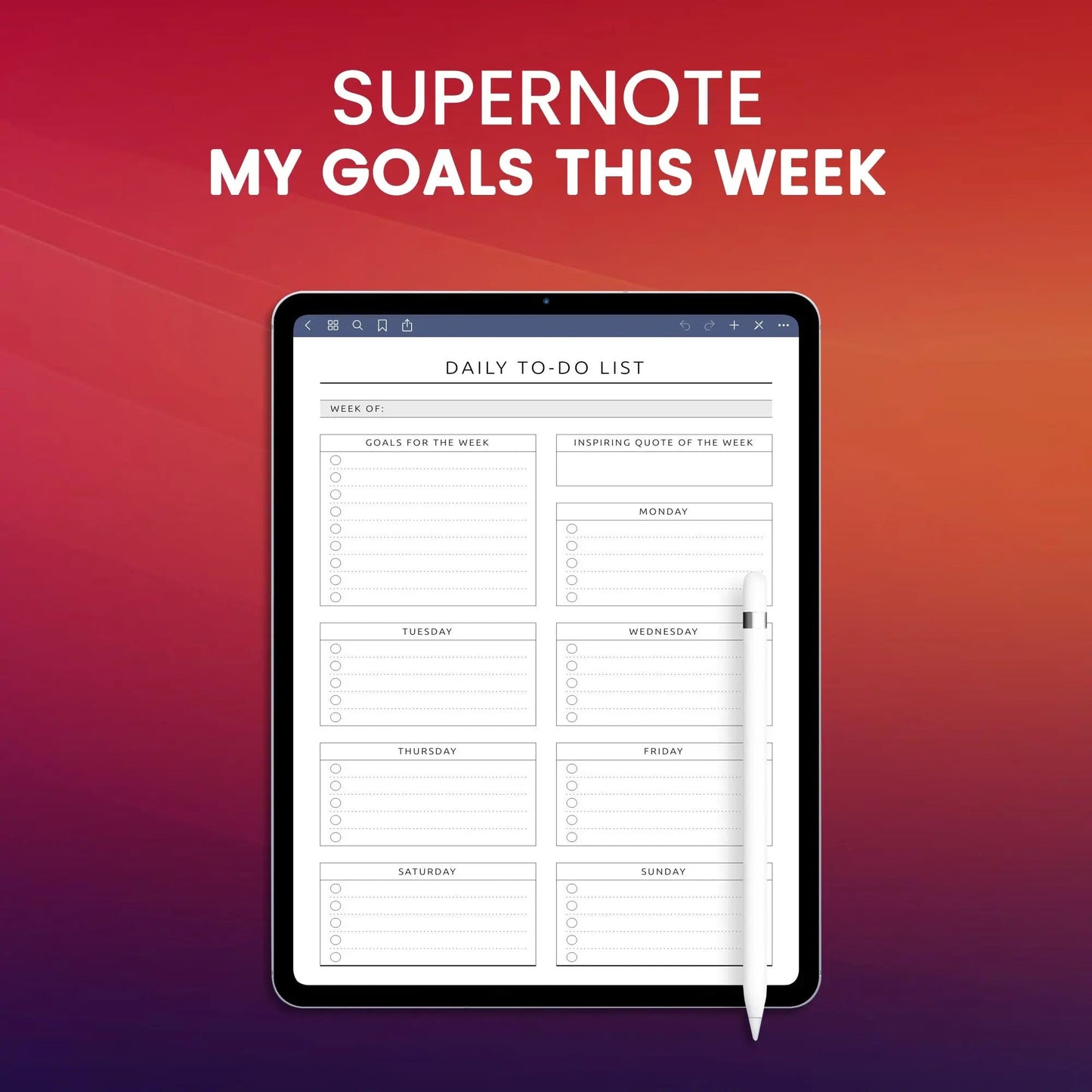 Supernote My Goals This Week Planner Template CreativeRino