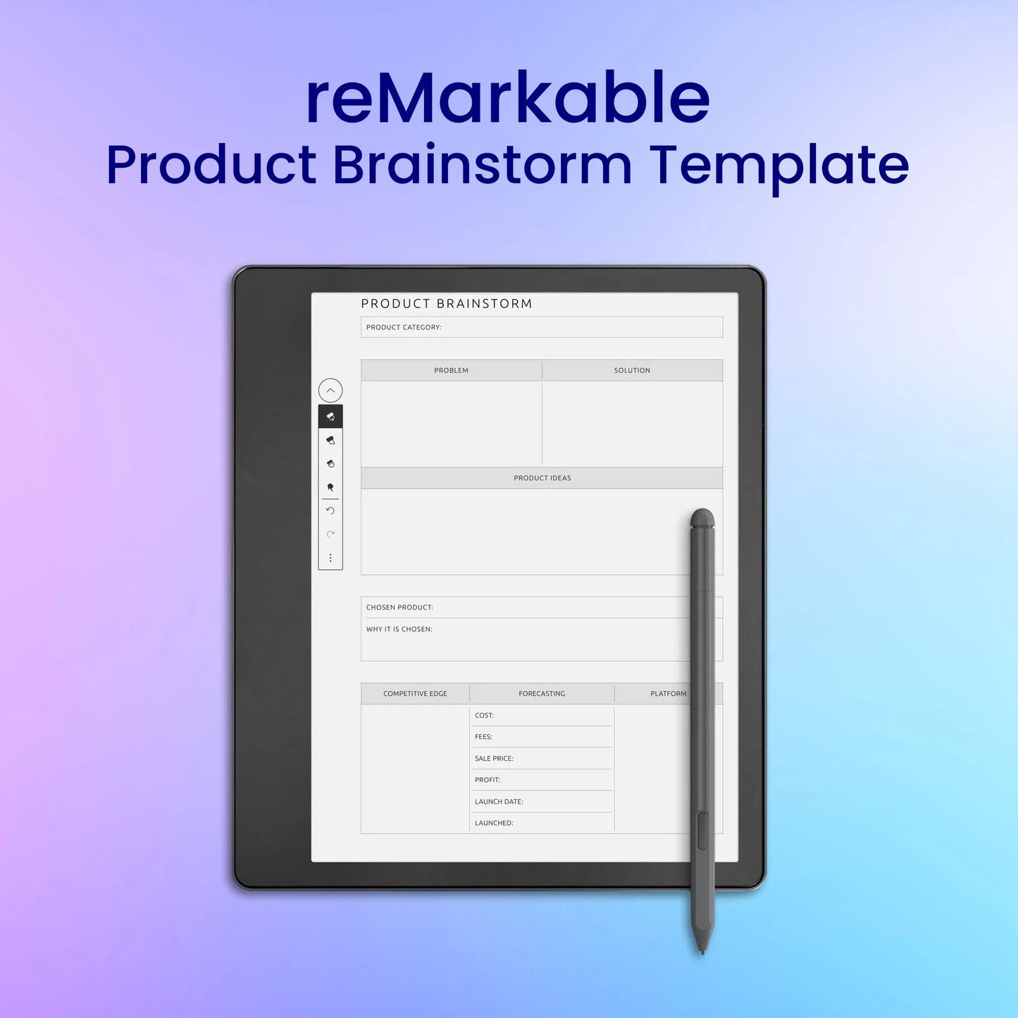 reMarkable 2 Product Brainstorm Template Planner Template My Store