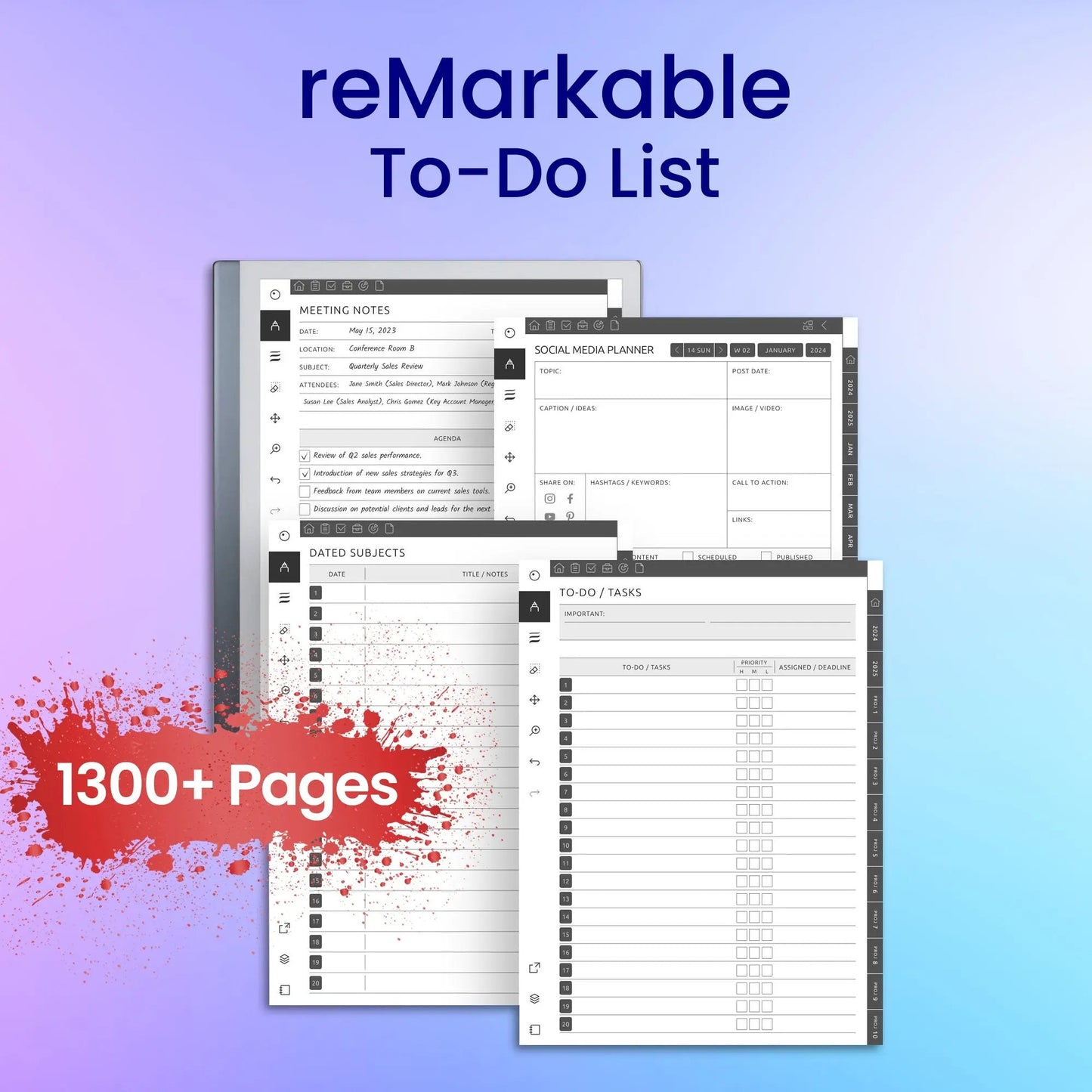 reMarkable 2 To-Do List Planner Template My Store