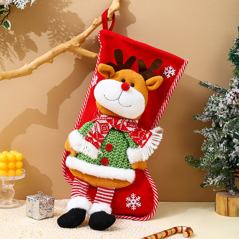 Whimsical 3D Long Legs Christmas Socks | Cartoon Santa Claus Gift Bag & Hanging Decoration Pendant eprolo