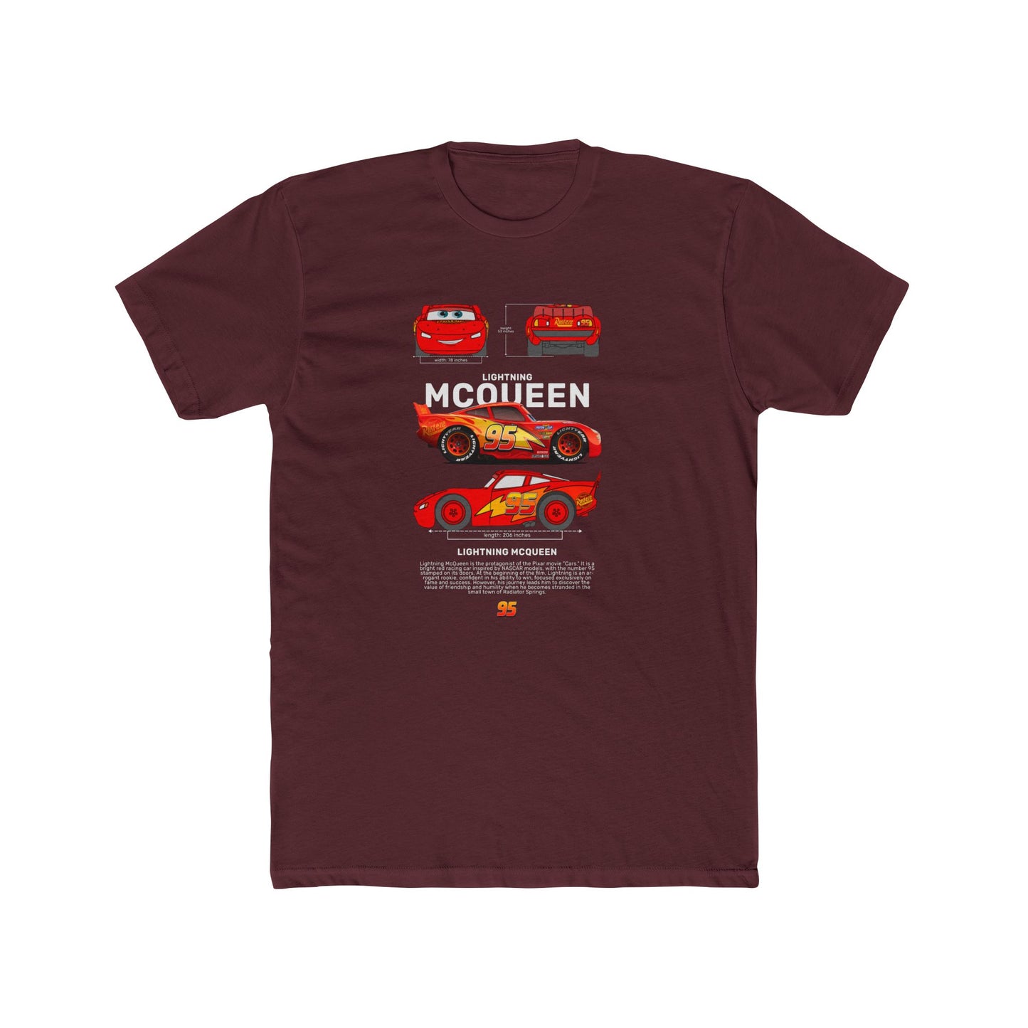 Lightning McQueen Unisex Cotton Crew Tee - Perfect T-shirt for Disney Fans & Car Enthusiasts - CreativeRino