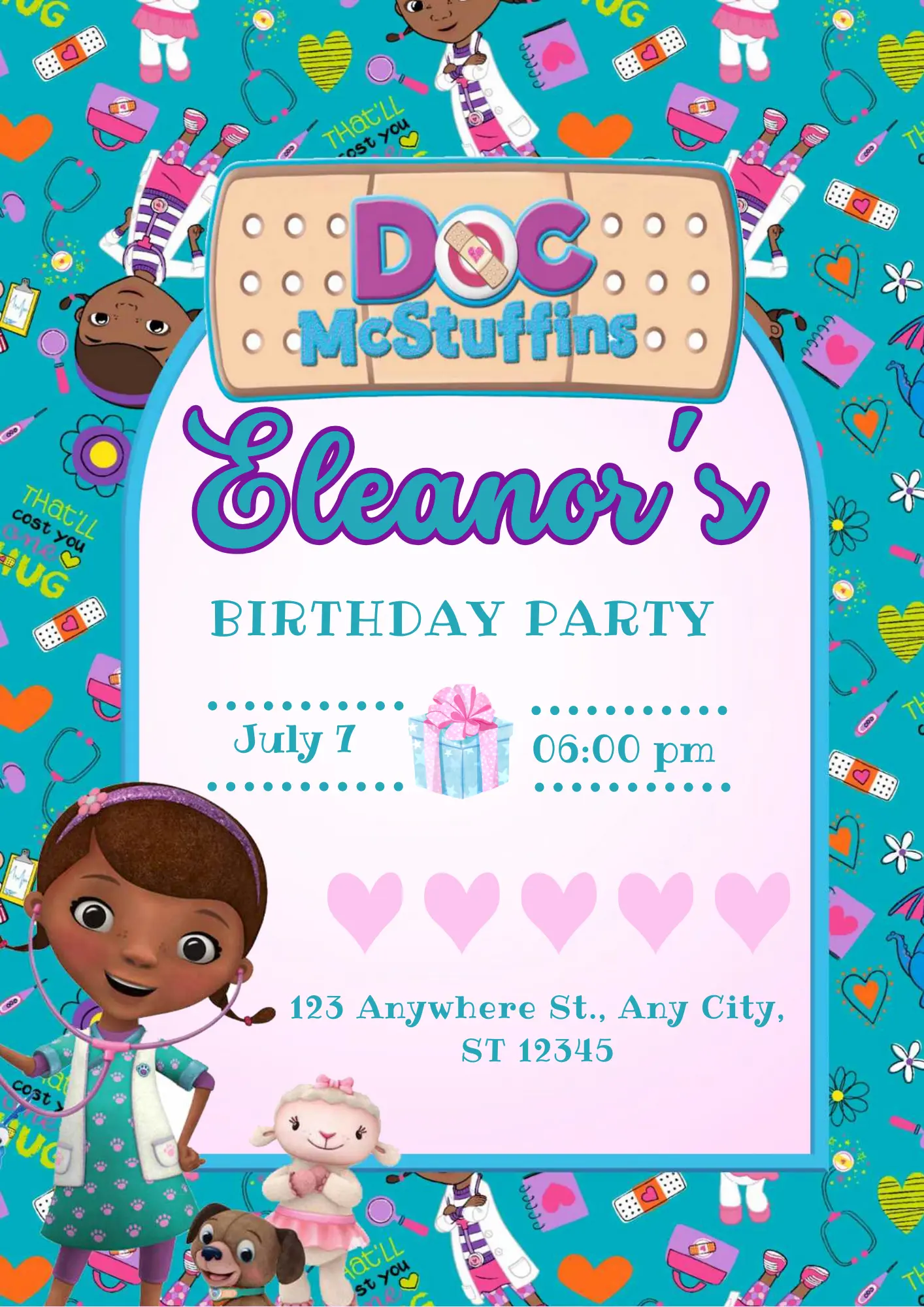 Doc McStuffins Birthday Invitation Template - CreativeRino