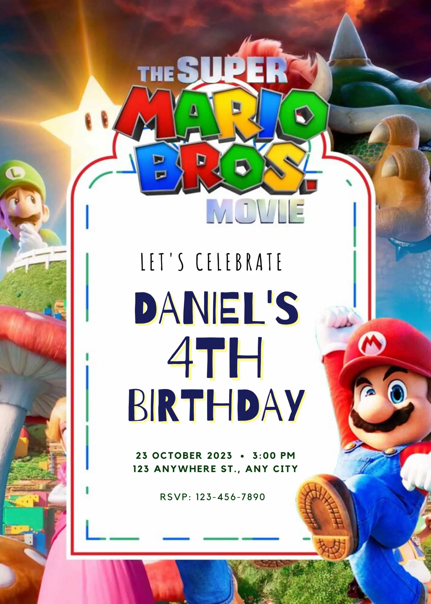 Super Mario Birthday Invitation Template - CreativeRino
