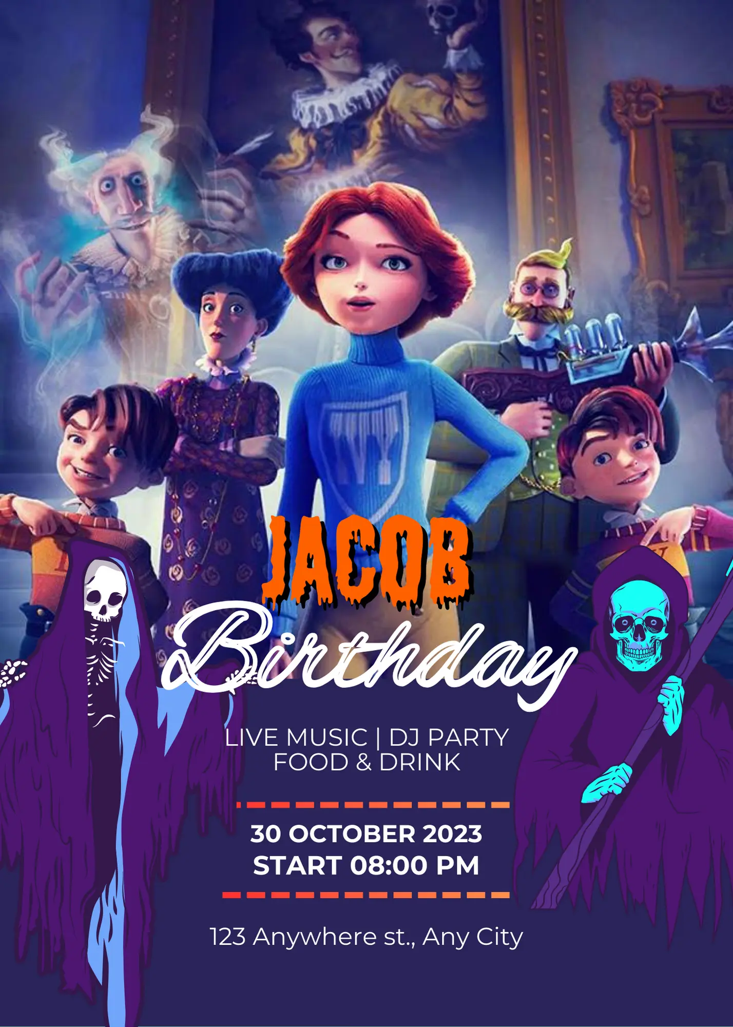 Canterville Ghost Birthday Invitation Template - CreativeRino