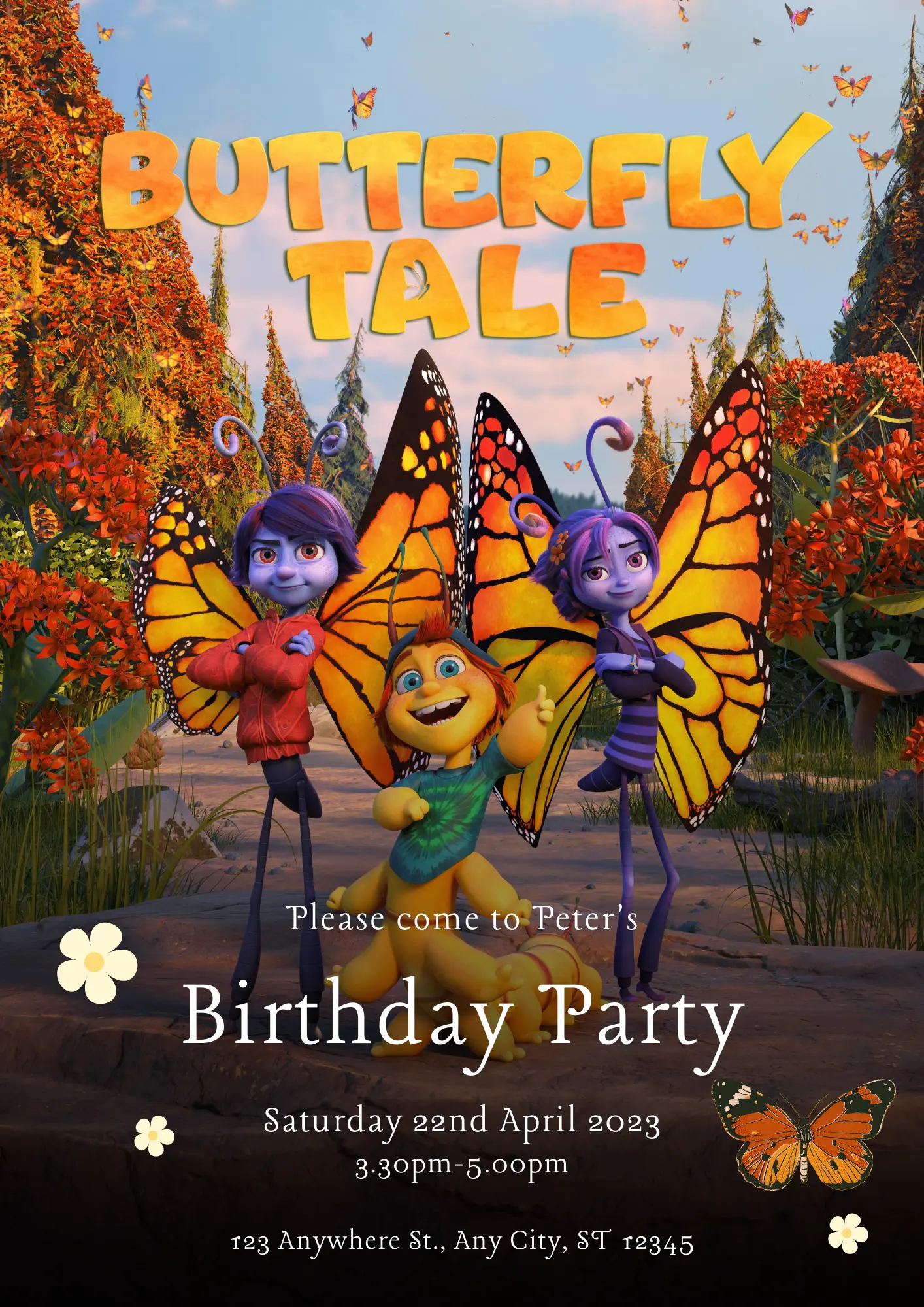 Butterfly Tale Birthday Invitation Template - CreativeRino