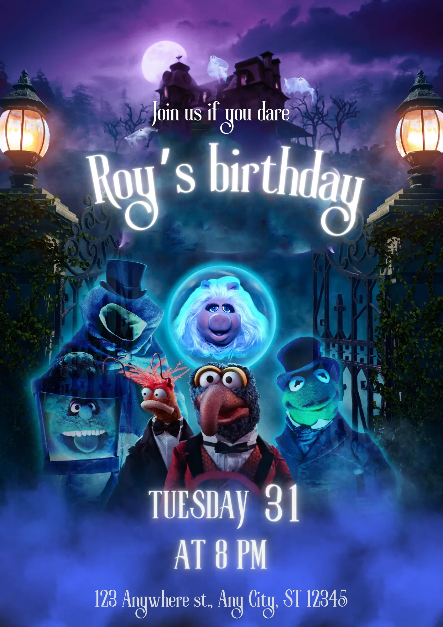 Muppets Haunted Mansion Birthday Invitation Template - CreativeRino