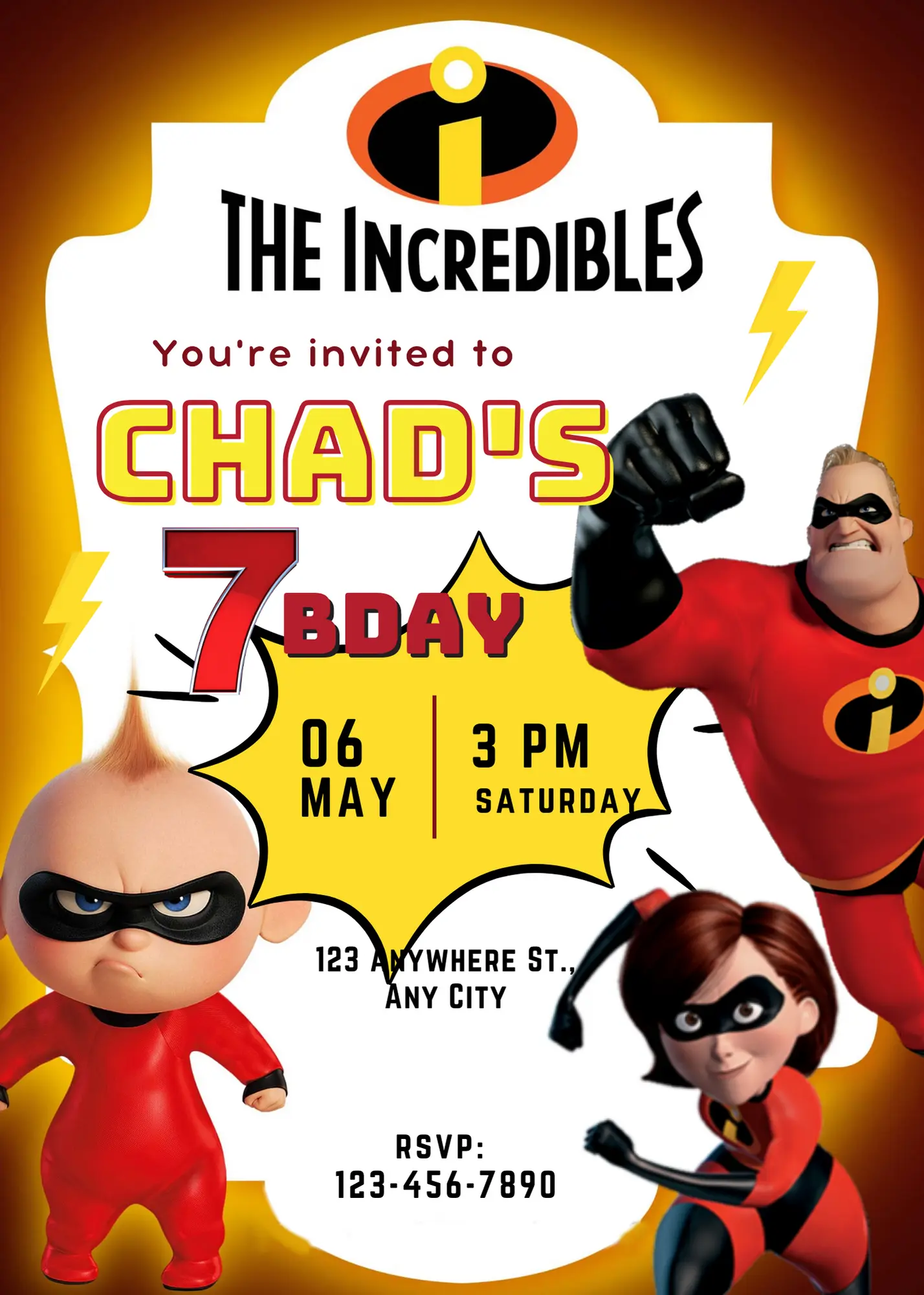 The Incredibles Birthday Invitation Template - CreativeRino