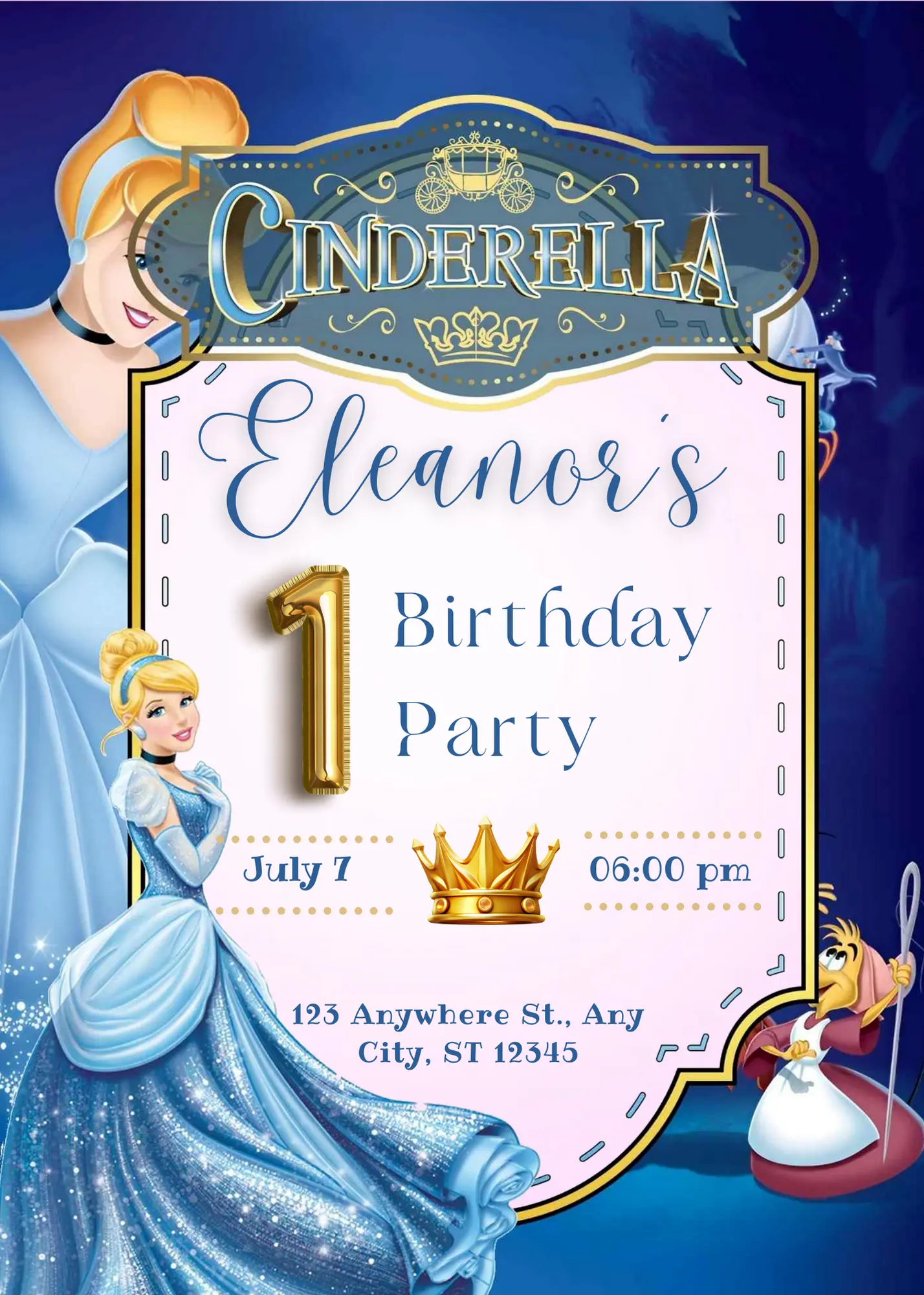 Cinderella Birthday Invitation Template - CreativeRino