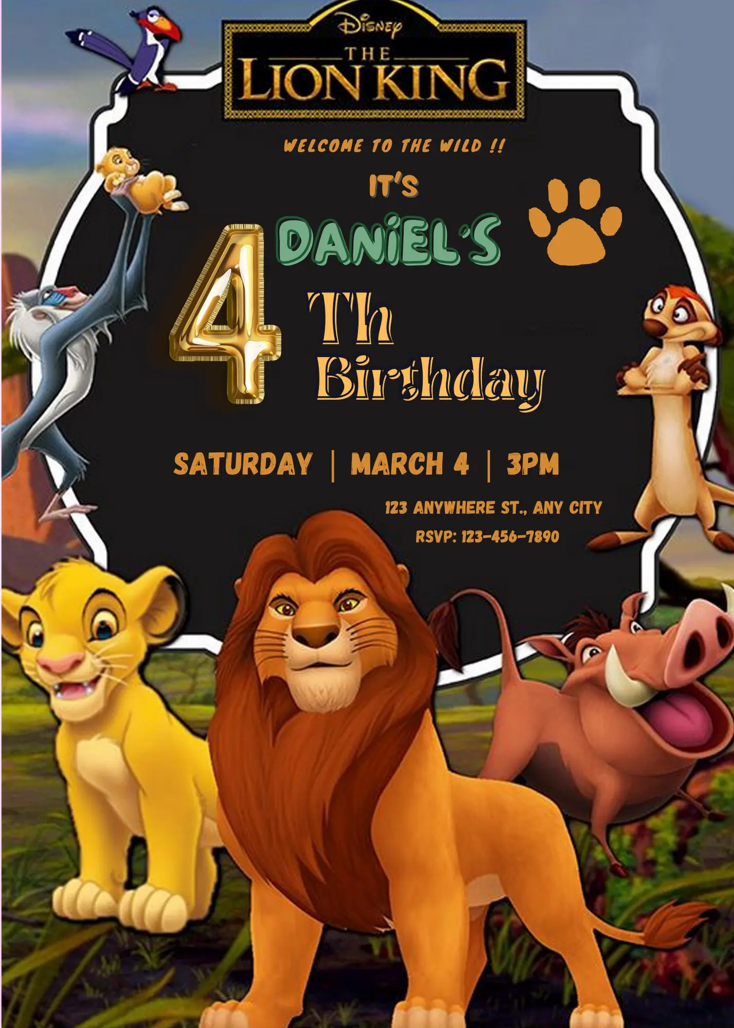 Lion King Birthday Invitation Template - CreativeRino