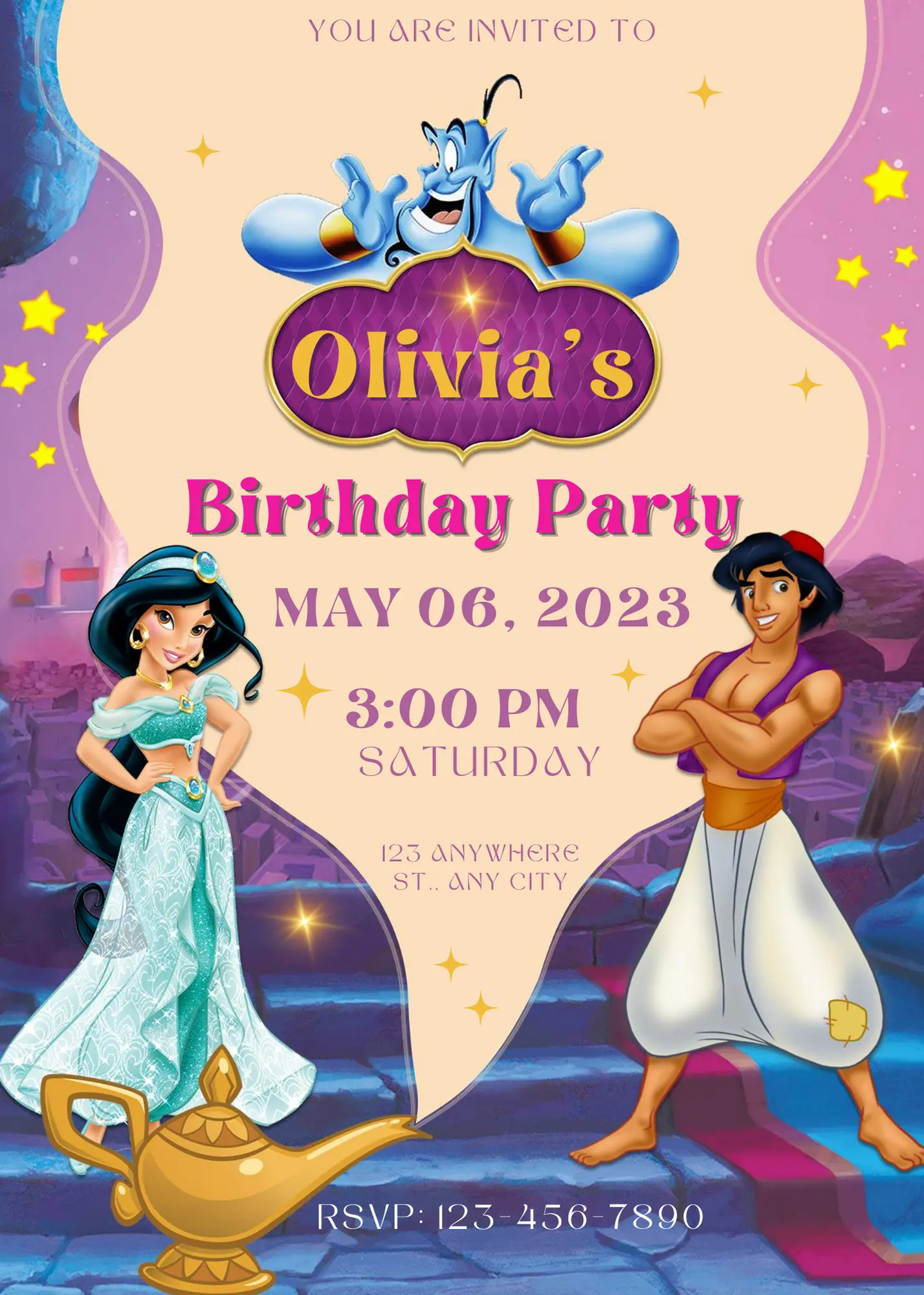 Aladdin Birthday Invitation Template - CreativeRino