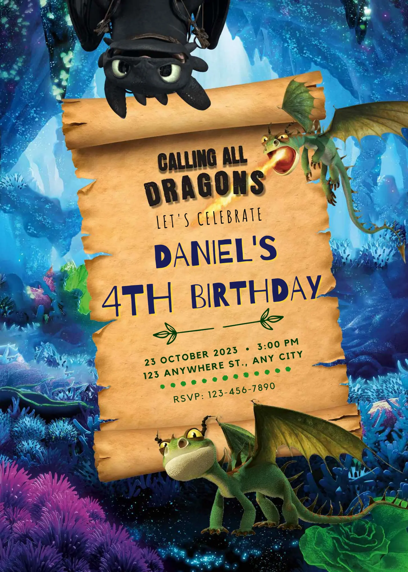 How to Train your Dragon Birthday Invitation Template - CreativeRino