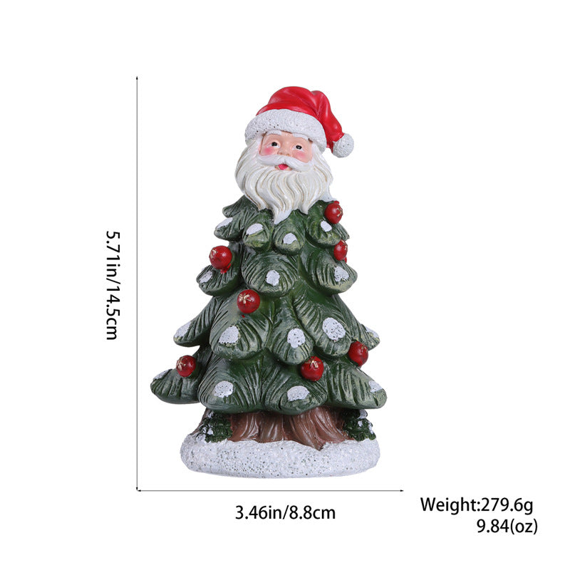 Handcrafted Resin Christmas Tree Figurine | Desktop Holiday Scene Decoration & Gift