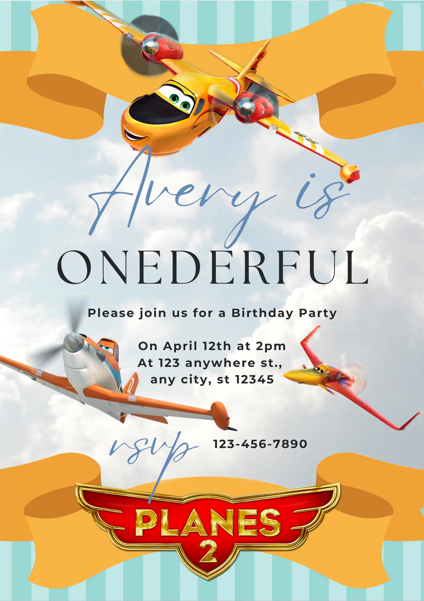 Planes Birthday Invitation Template - CreativeRino
