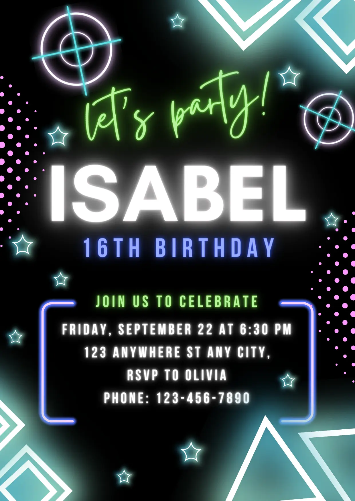 Laser Tag Gaming Birthday Invitation Template - CreativeRino