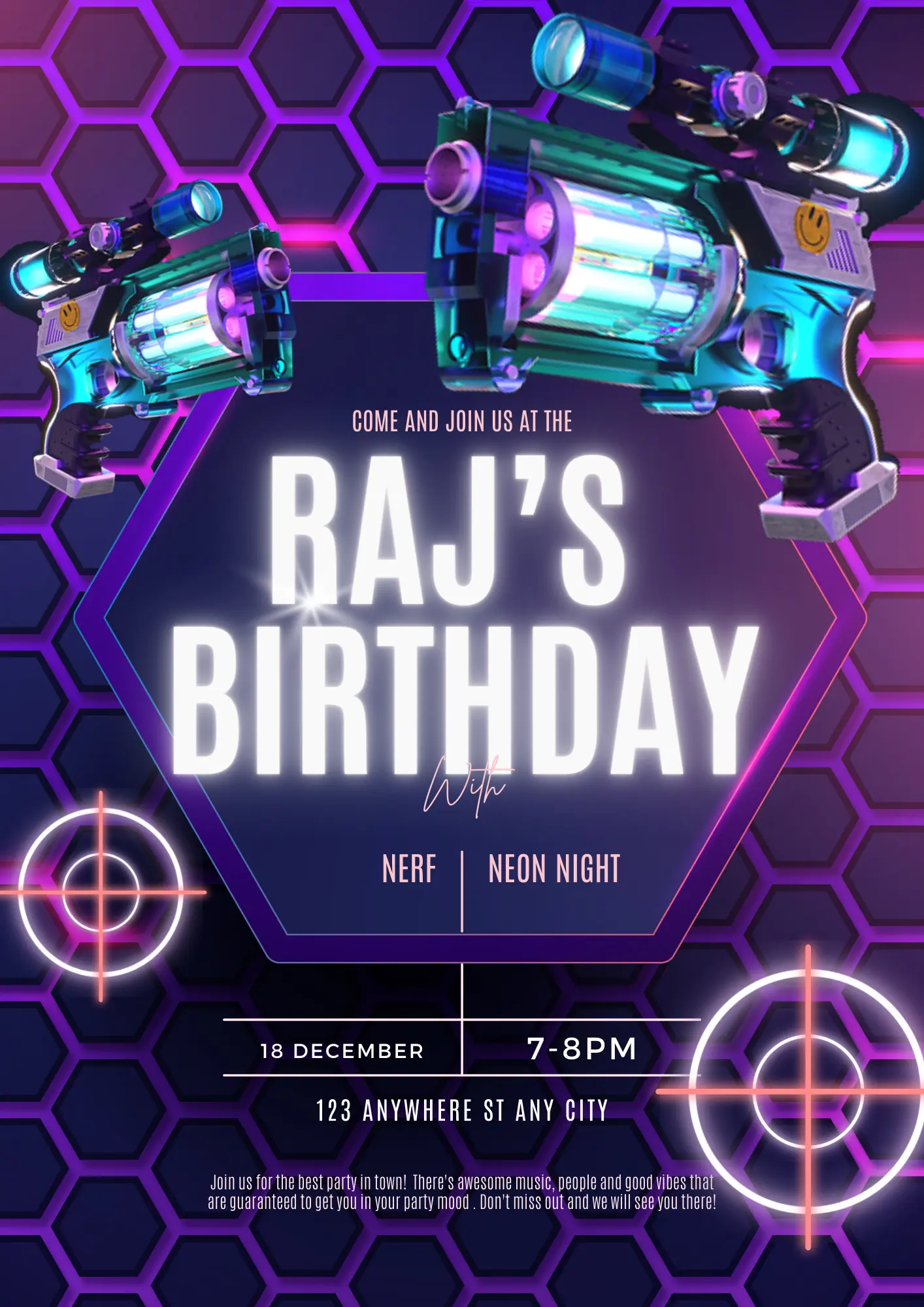 Nerf Dart Gun Birthday Invitation Template - CreativeRino