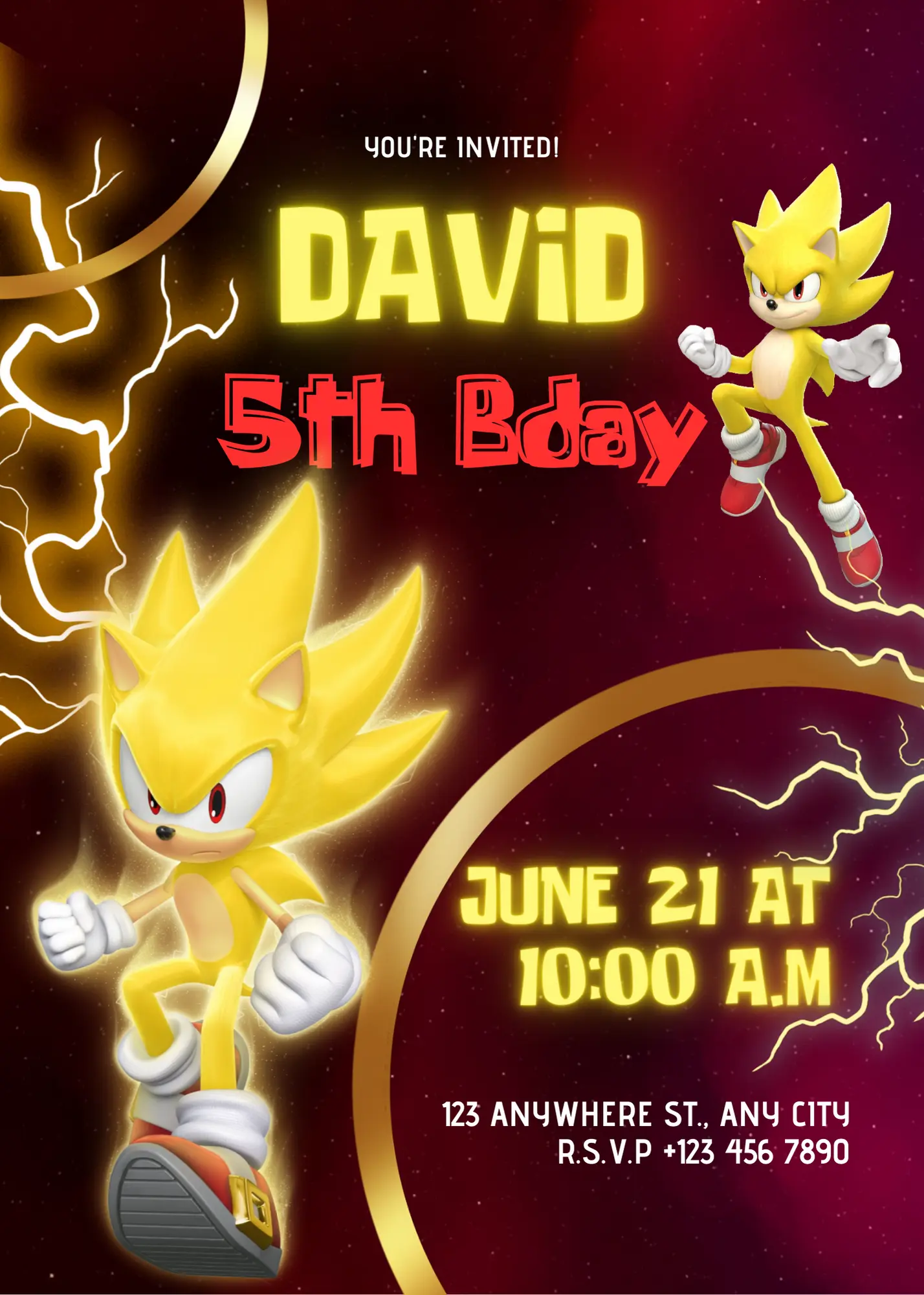 Super Sonic Birthday Invitation Template - CreativeRino