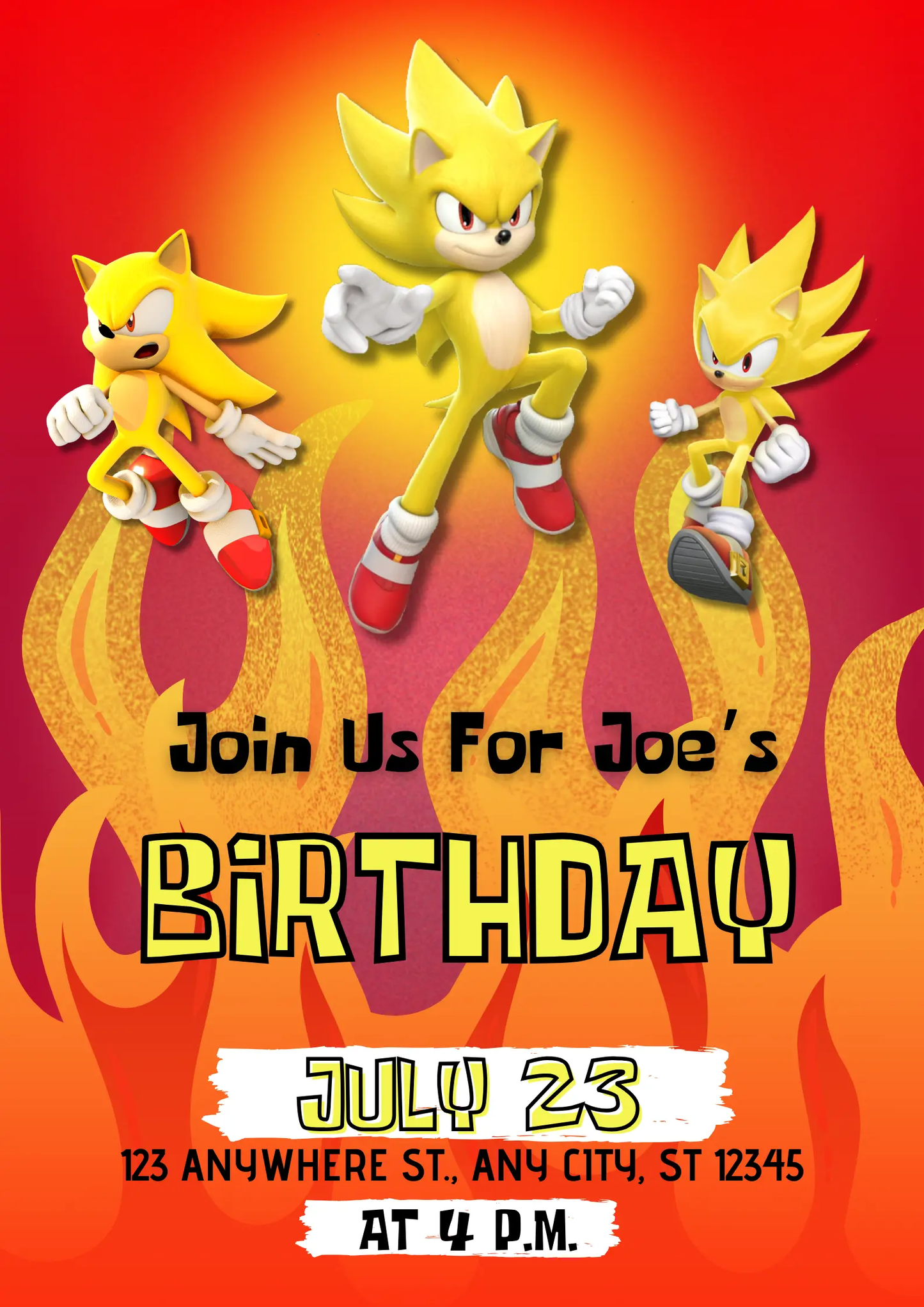 Super Sonic Birthday Invitation Template - CreativeRino