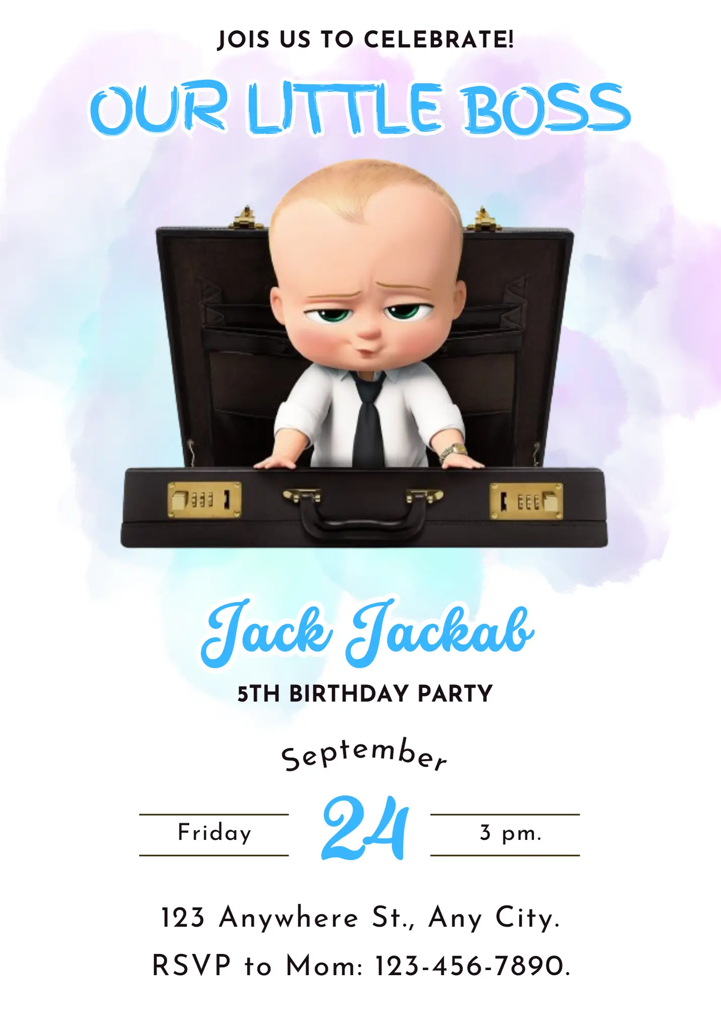 Boss Baby Birthday Invitation Template - CreativeRino