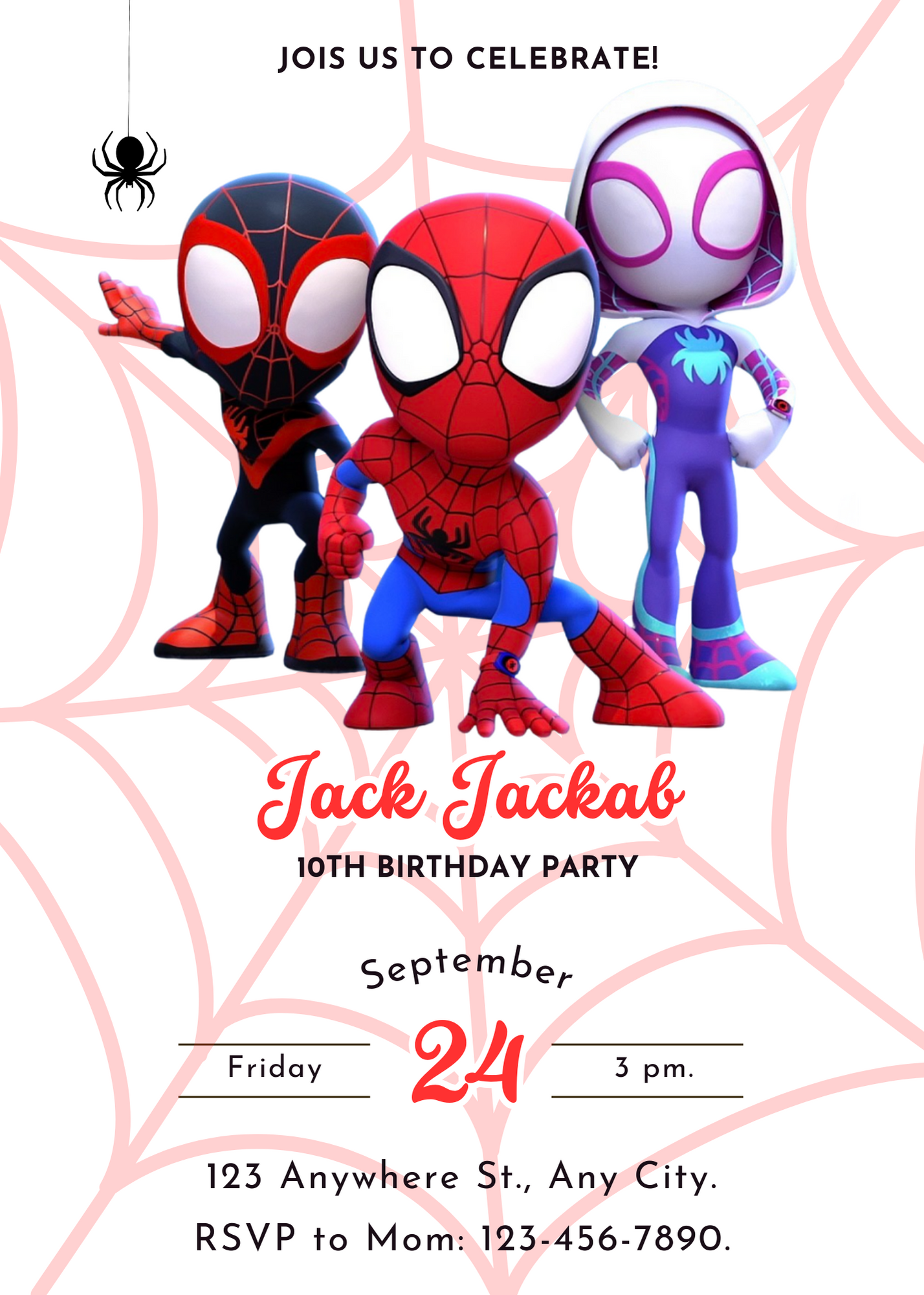Spidey and his Amazing Friends Birthday Invitation Template - CreativeRino