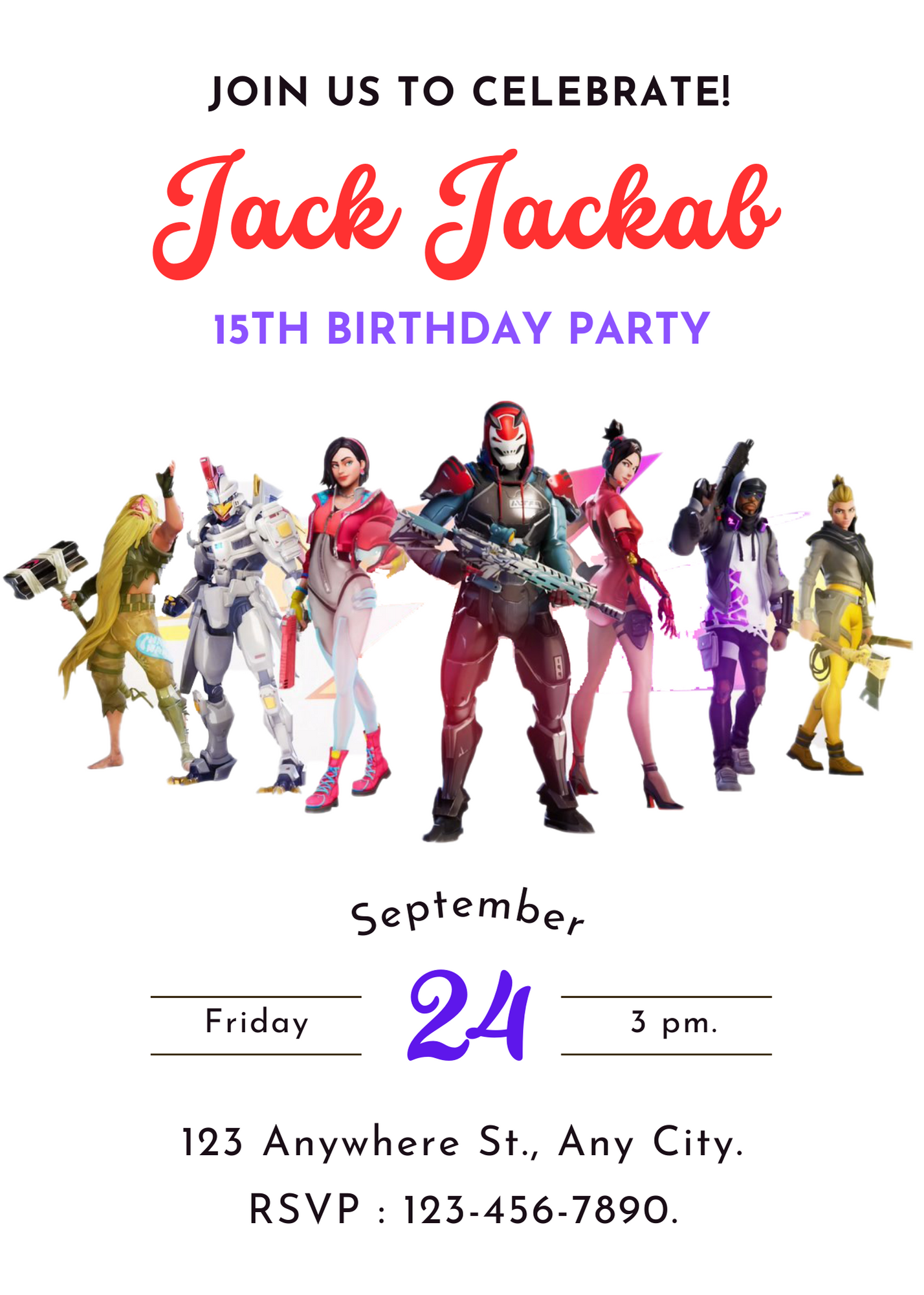Fortnite Gaming Birthday Invitation Template - CreativeRino