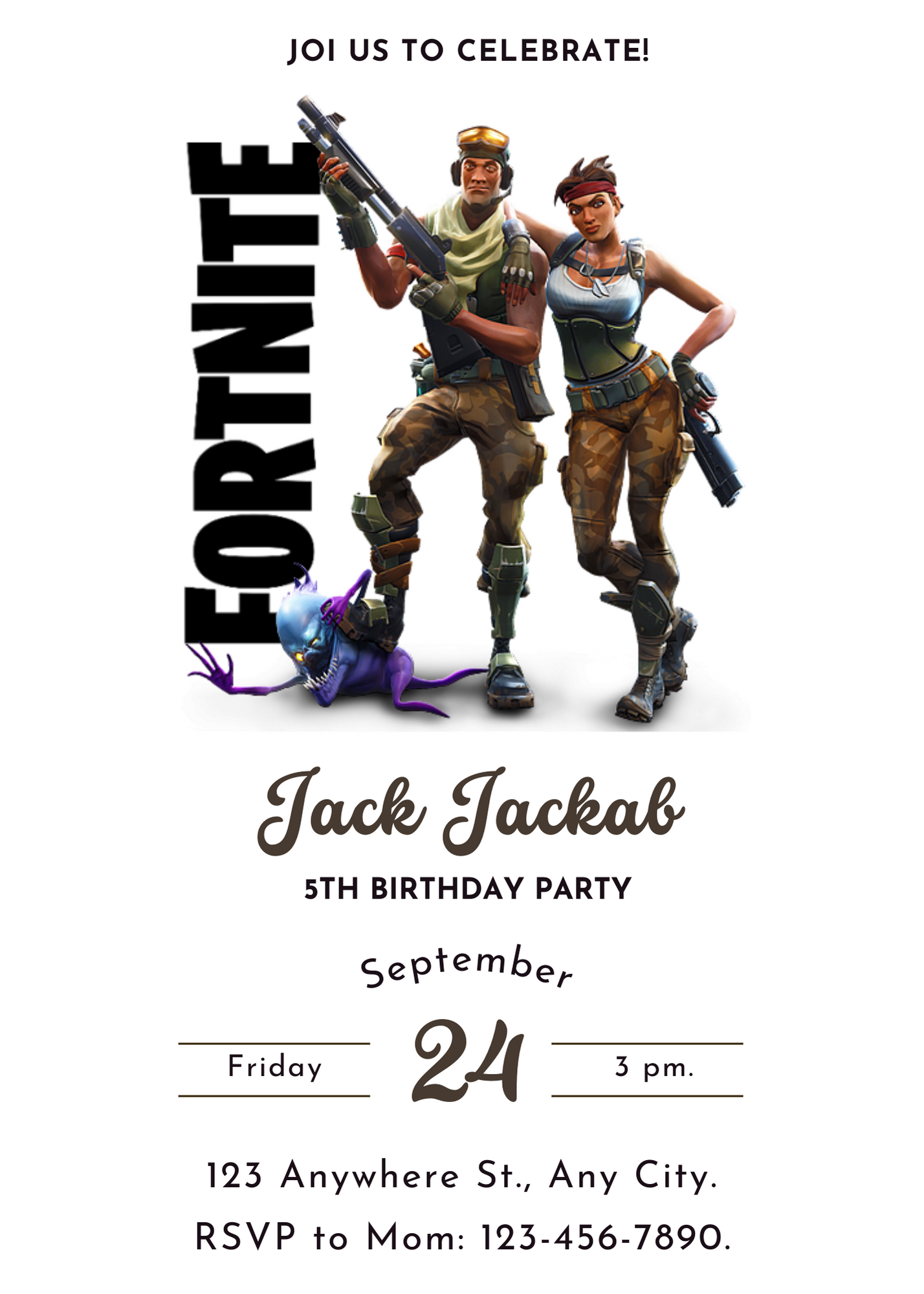 Fortnite Gaming Birthday Invitation Template - CreativeRino