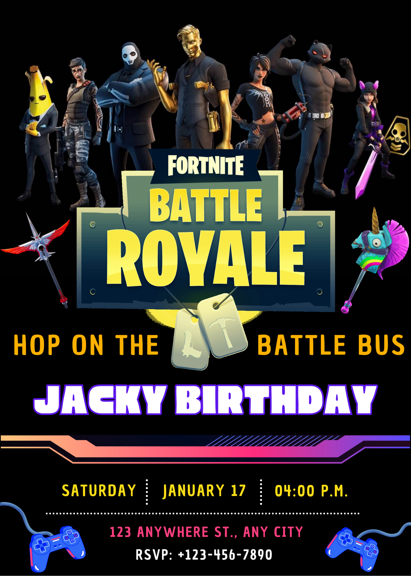Fortnite Battle Royale Birthday Invitation Template - CreativeRino