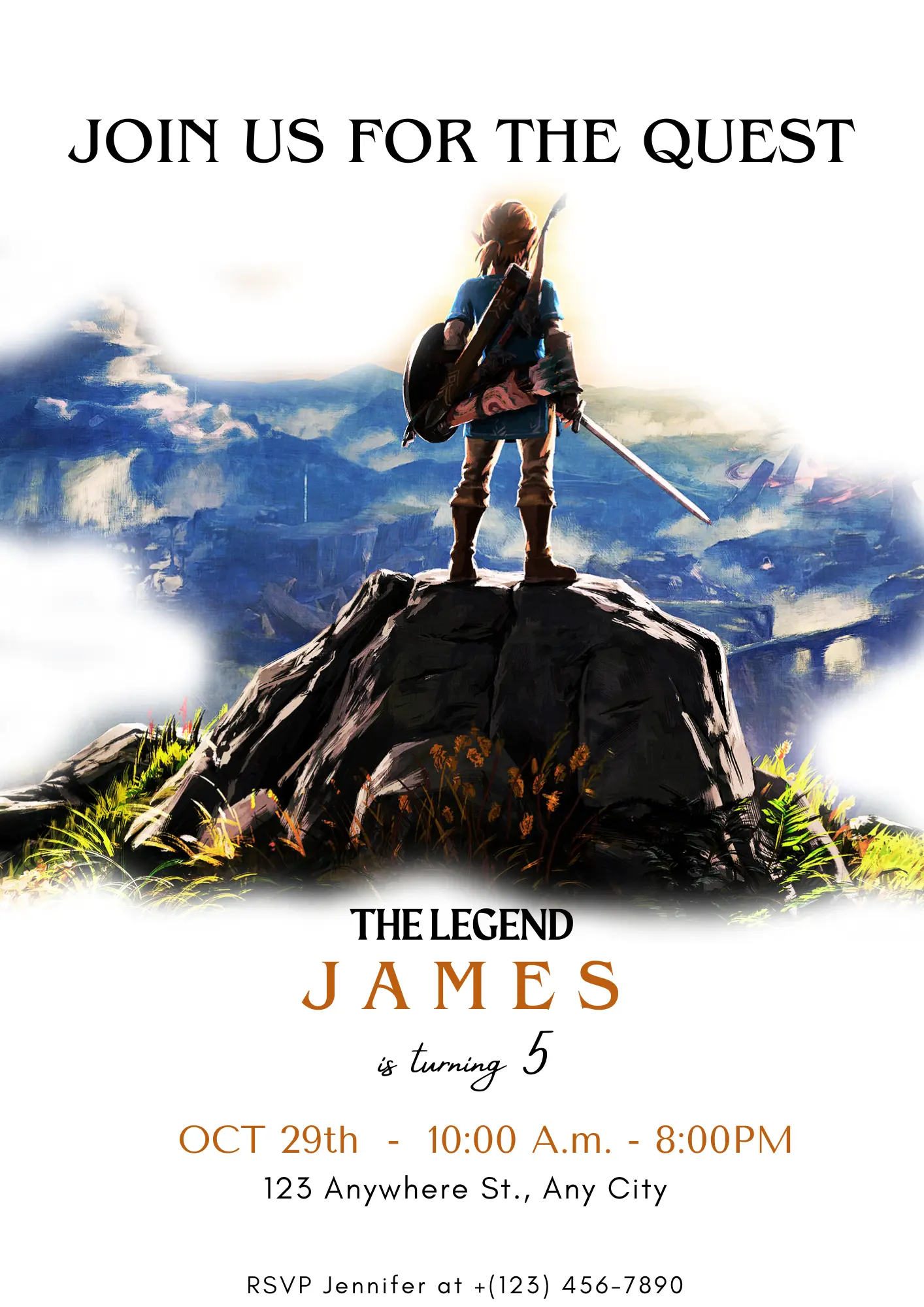 Zelda Birthday Invitation Template | Zelda Tears of the Kingdom Invite - CreativeRino