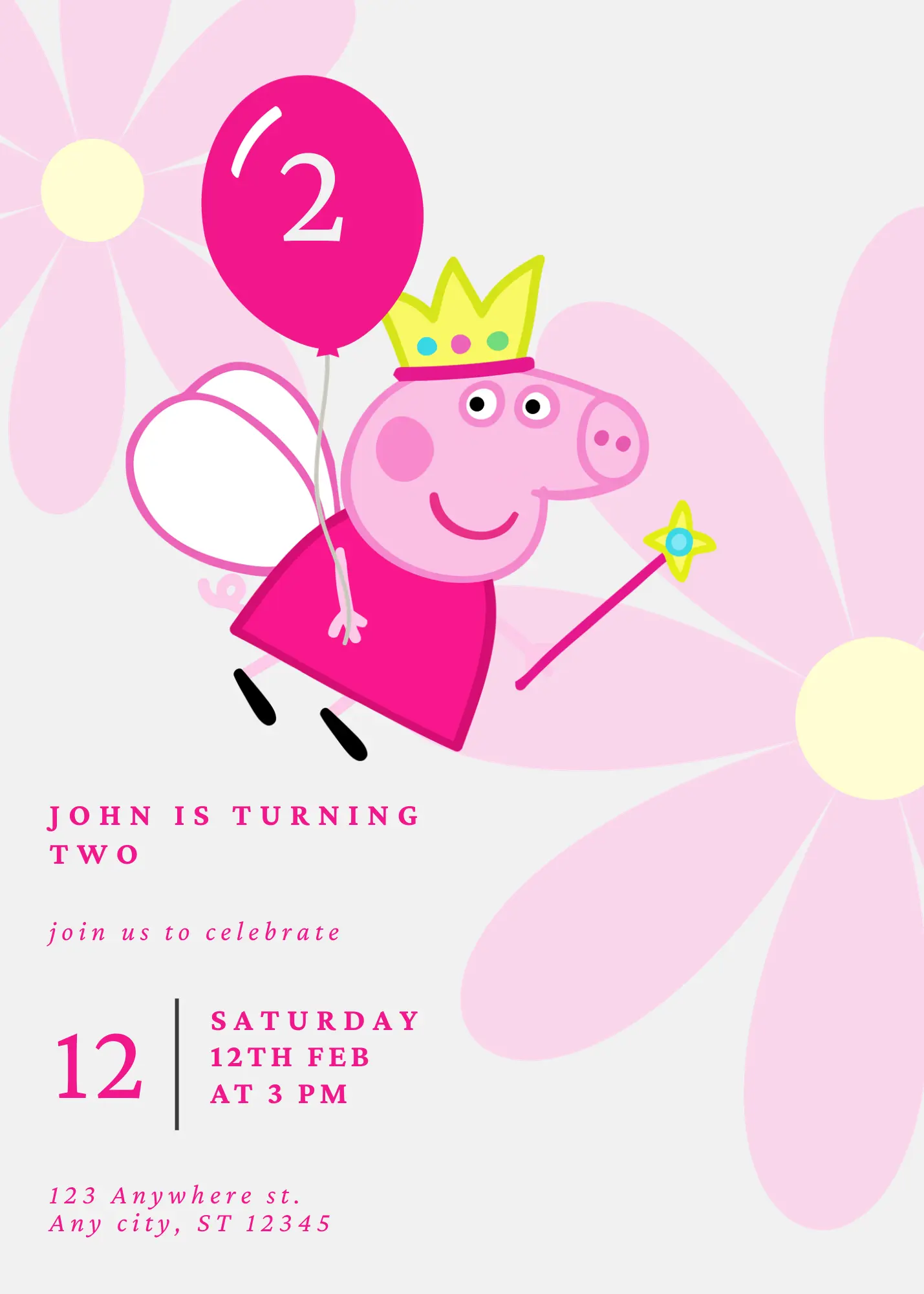 Peppa Pig Birthday Invitation Template - CreativeRino