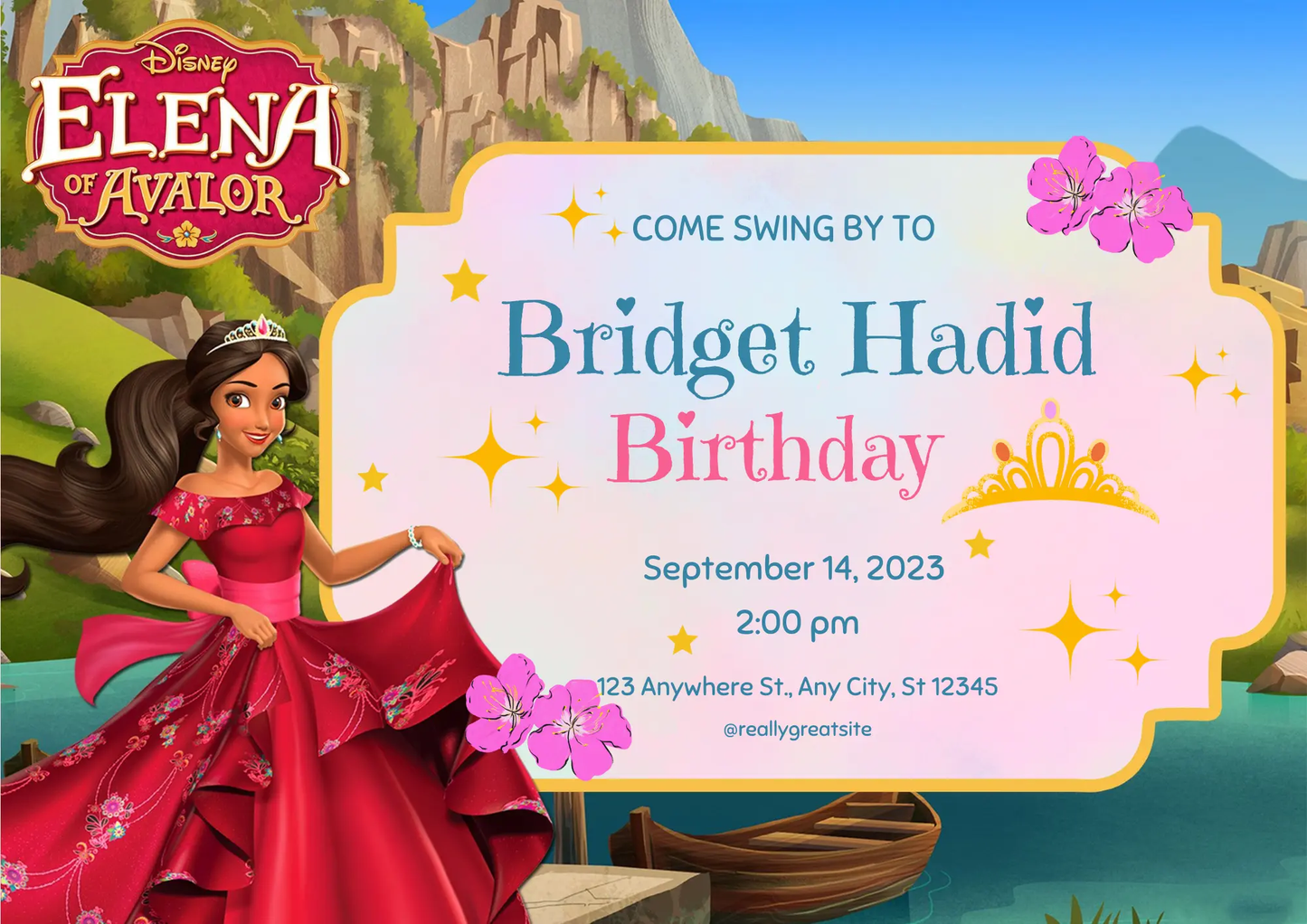 Elena of Avalor Birthday Invitation Template - CreativeRino